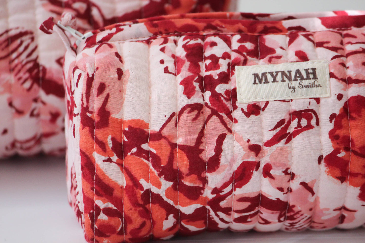 Terracotta floral print travel/makeup/organizer/bag-Set of 3