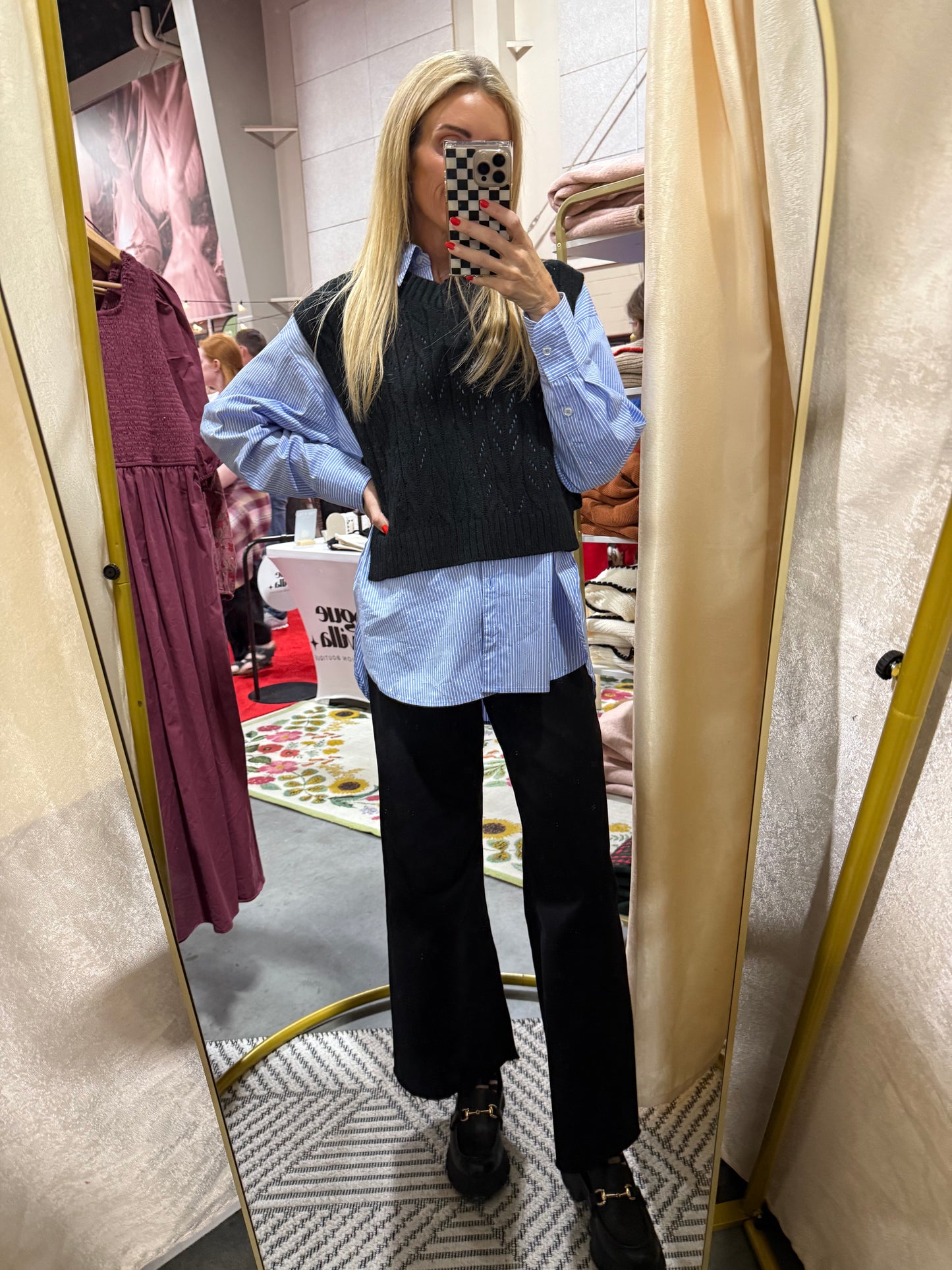 Harper Striped Crystal Button-Up - alternate product view at Vogue Villa