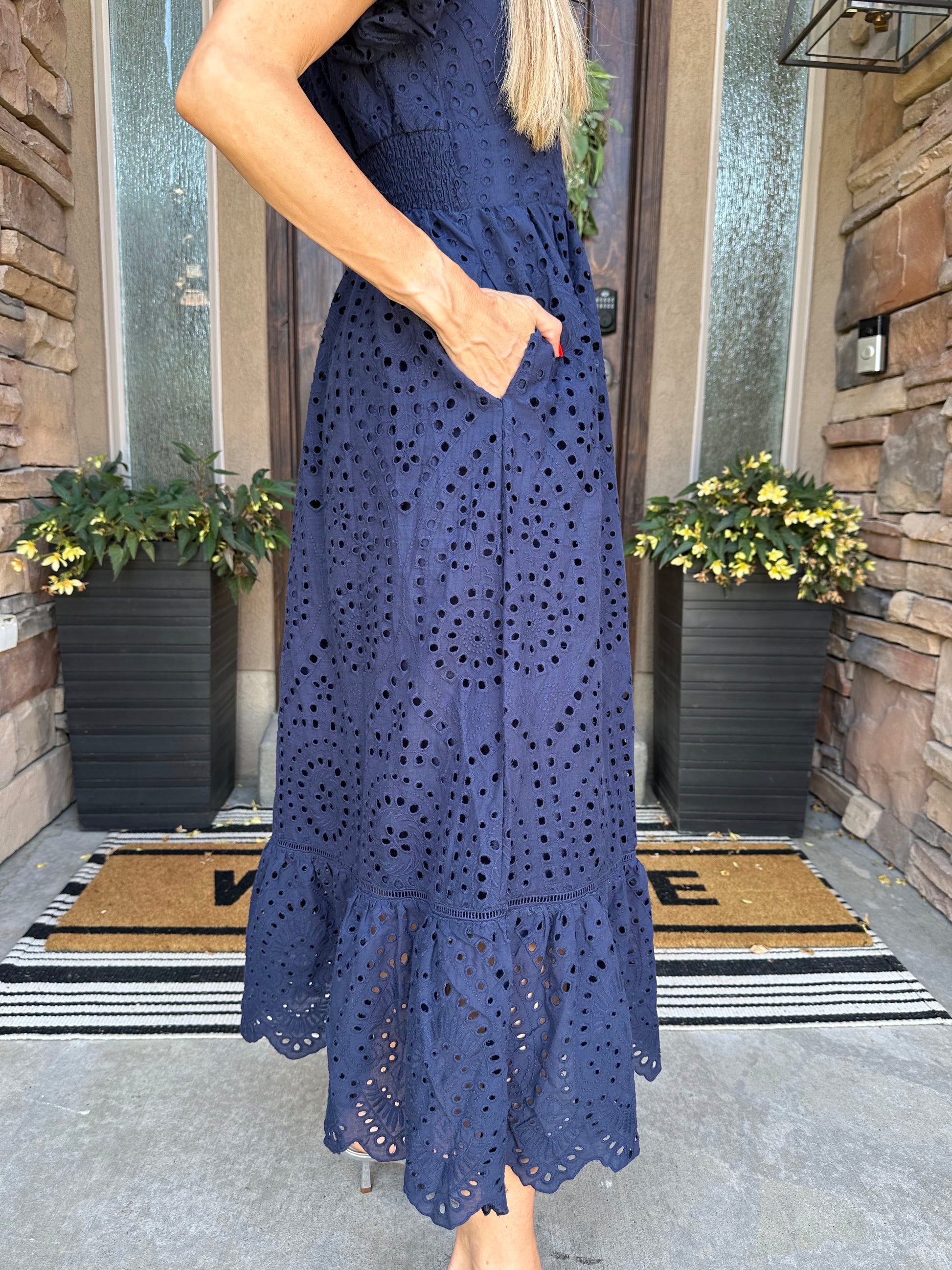 Emmy Eyelet Midi Dress Vogue Villa Emmy Eyelet Midi Dress Vogue Villa