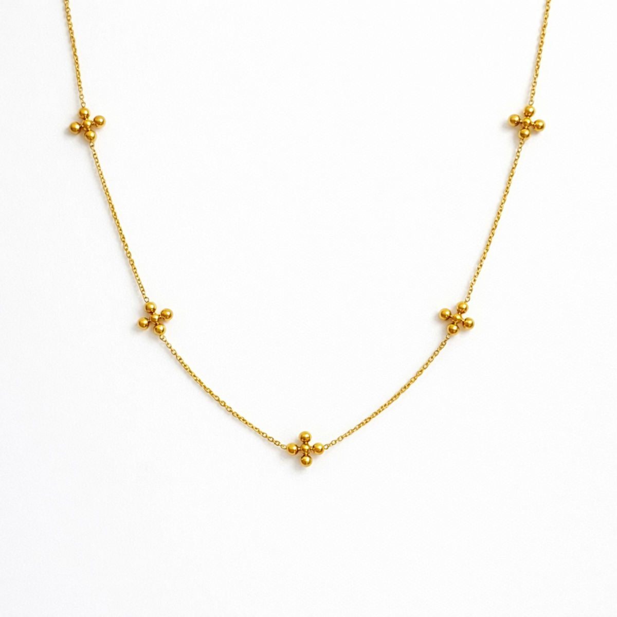 Dot Dot Golden Cross Necklace