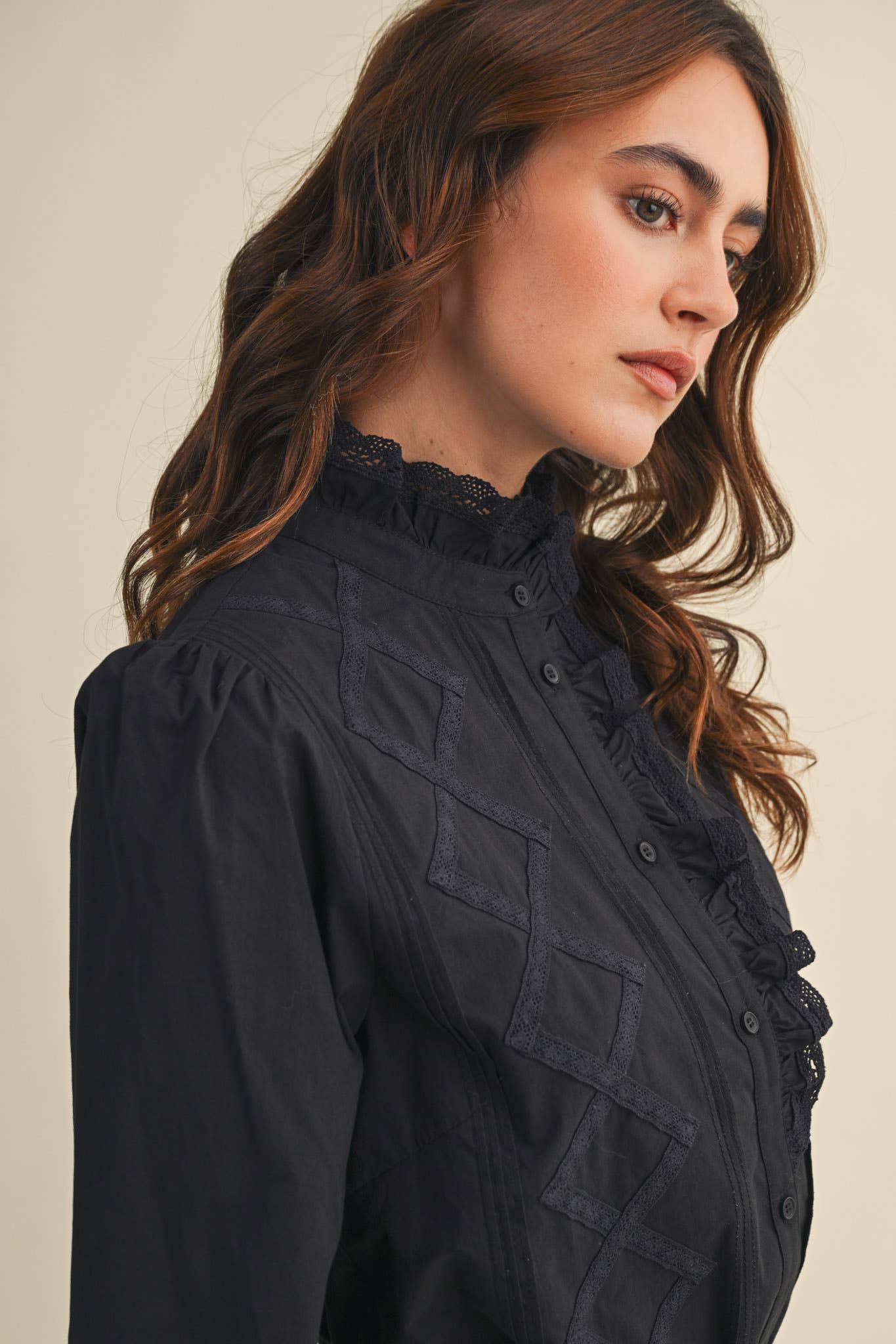 Ruffled Lace Trim Top