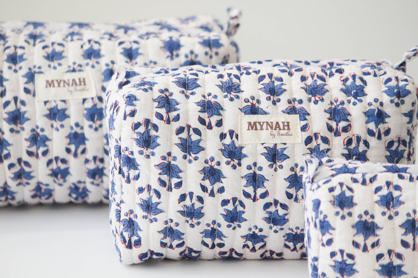 Blue Bonnet floral print travel/makeup/organizer/bag-Set of 3