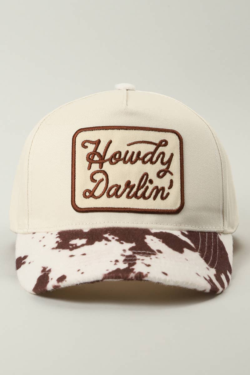 Howdy Darlin' Embroidered Patch Animal Print Trucker Hat