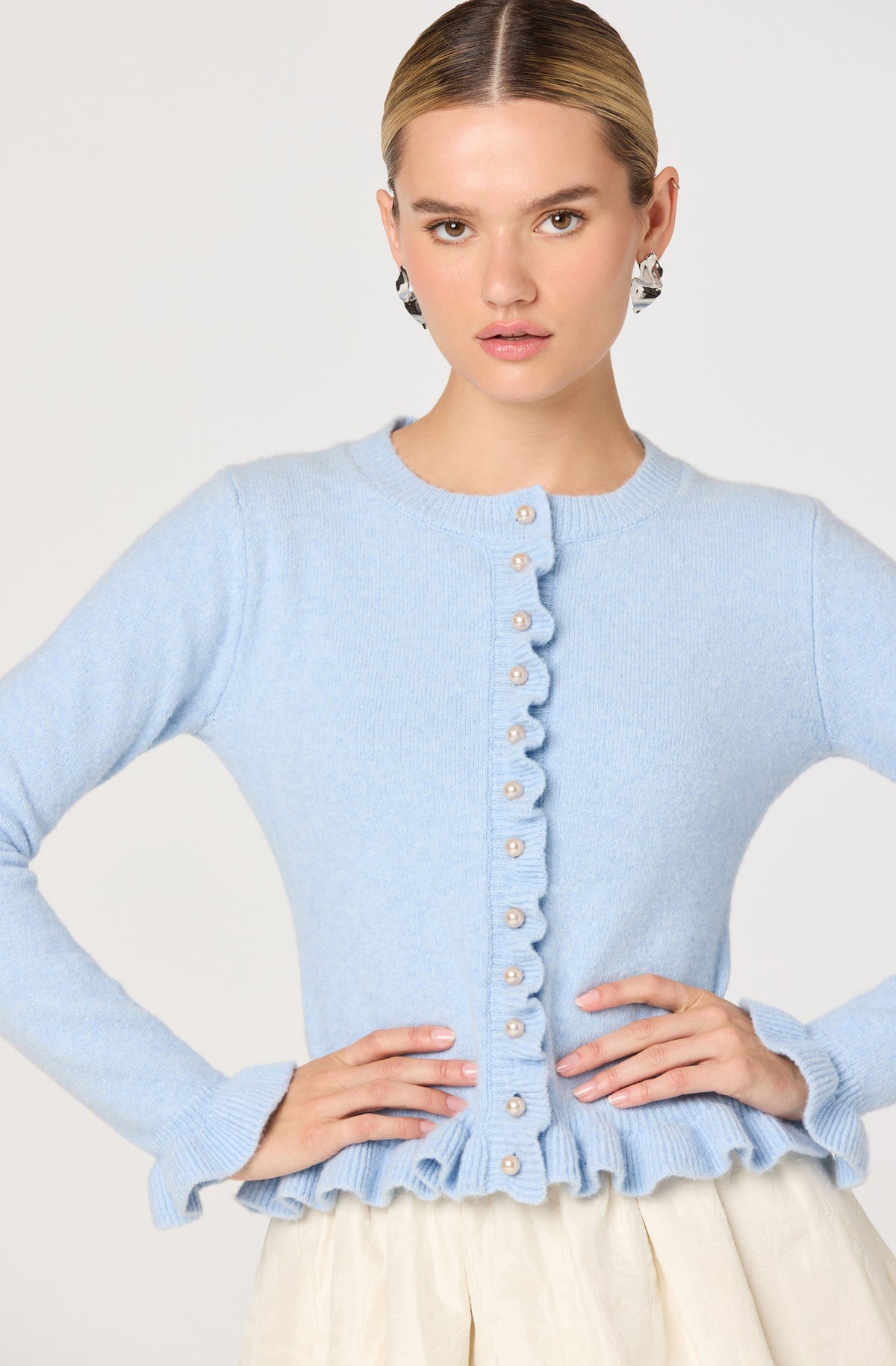 Eowyn Ruffle Trim Cardigan at Vogue Villa