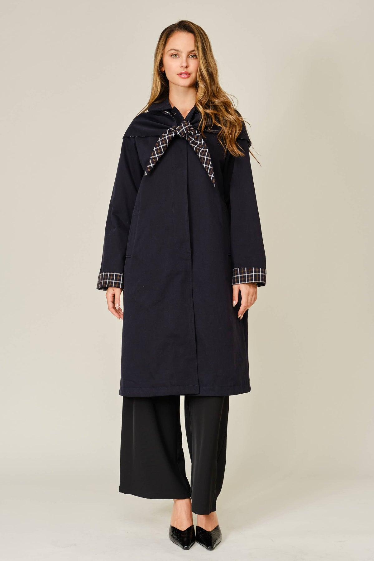 The Harlow Plaid Trench
