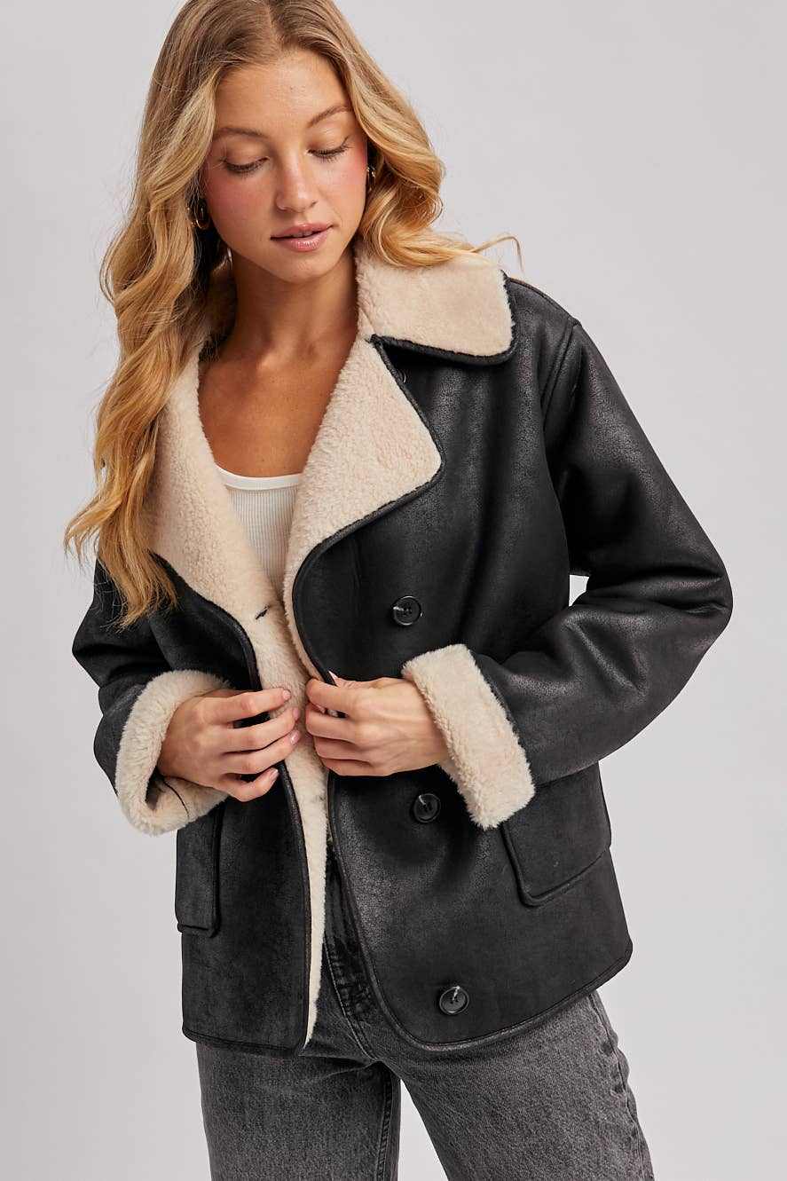 Shearling Faux Leather Coat