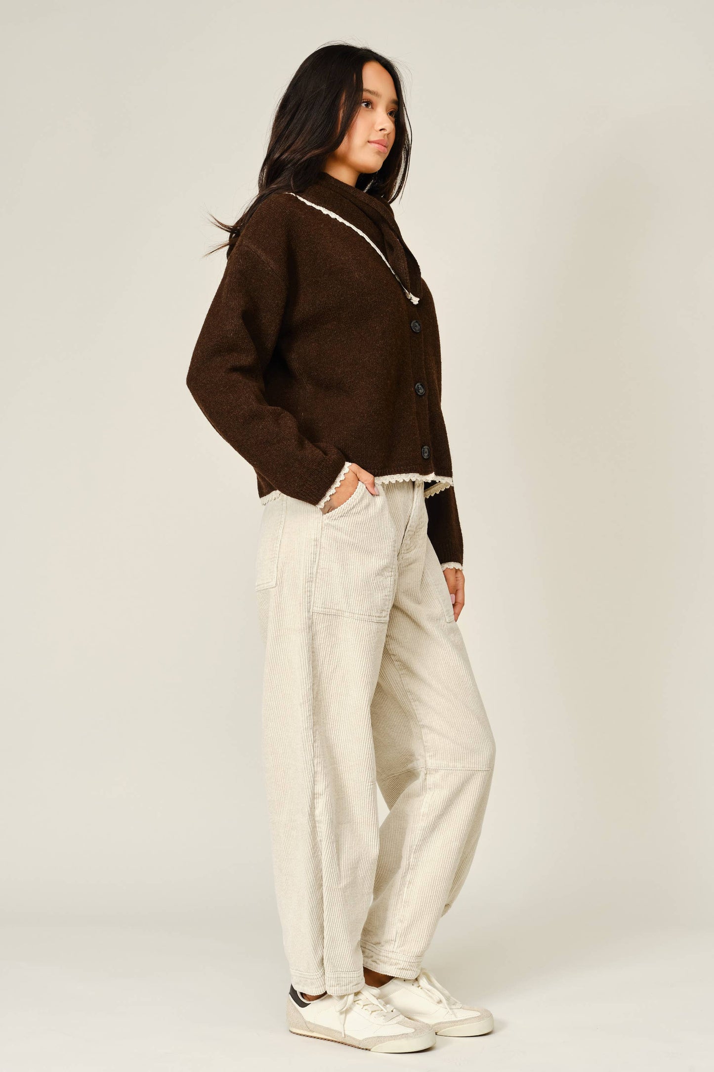 Lace Trim Scarf Cardigan
