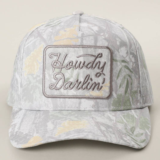 Howdy Darlin' Embroidered Patch Camo Baseball Cap