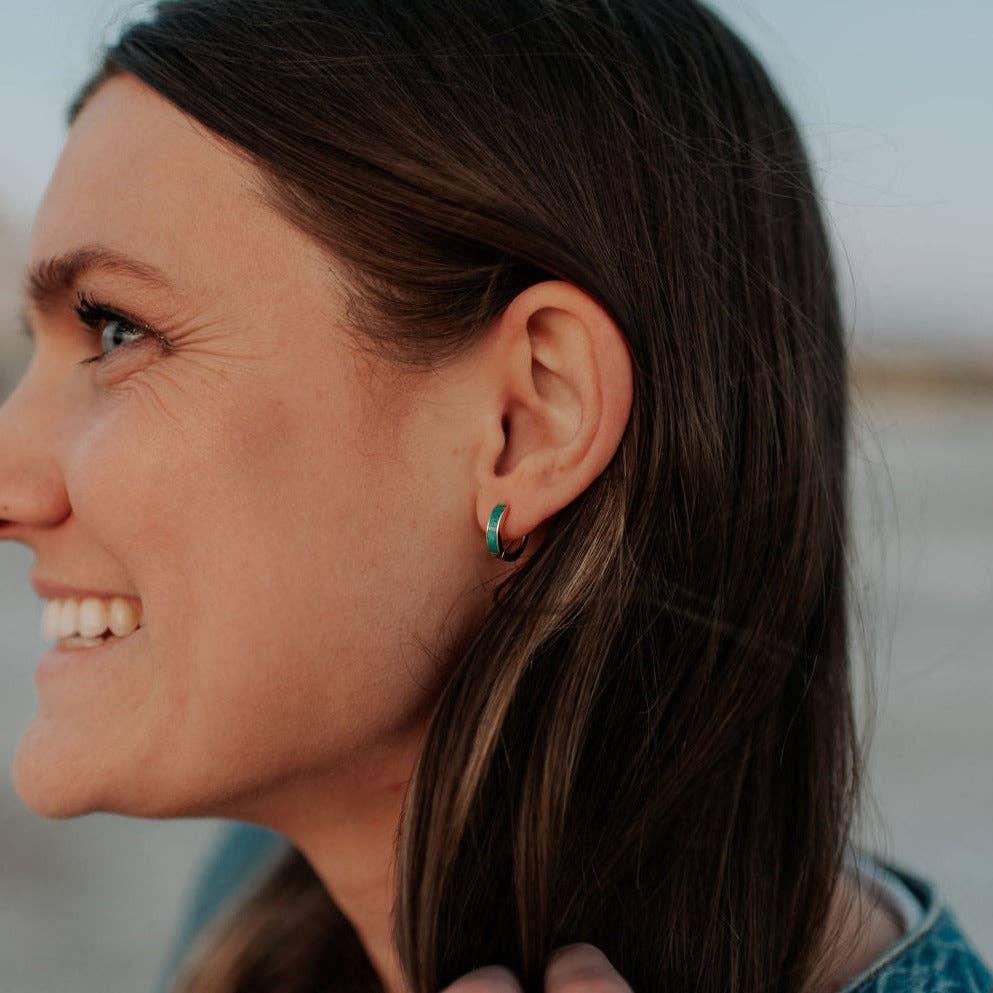 AZ Turquoise Hoops - alternate product view at Vogue Villa