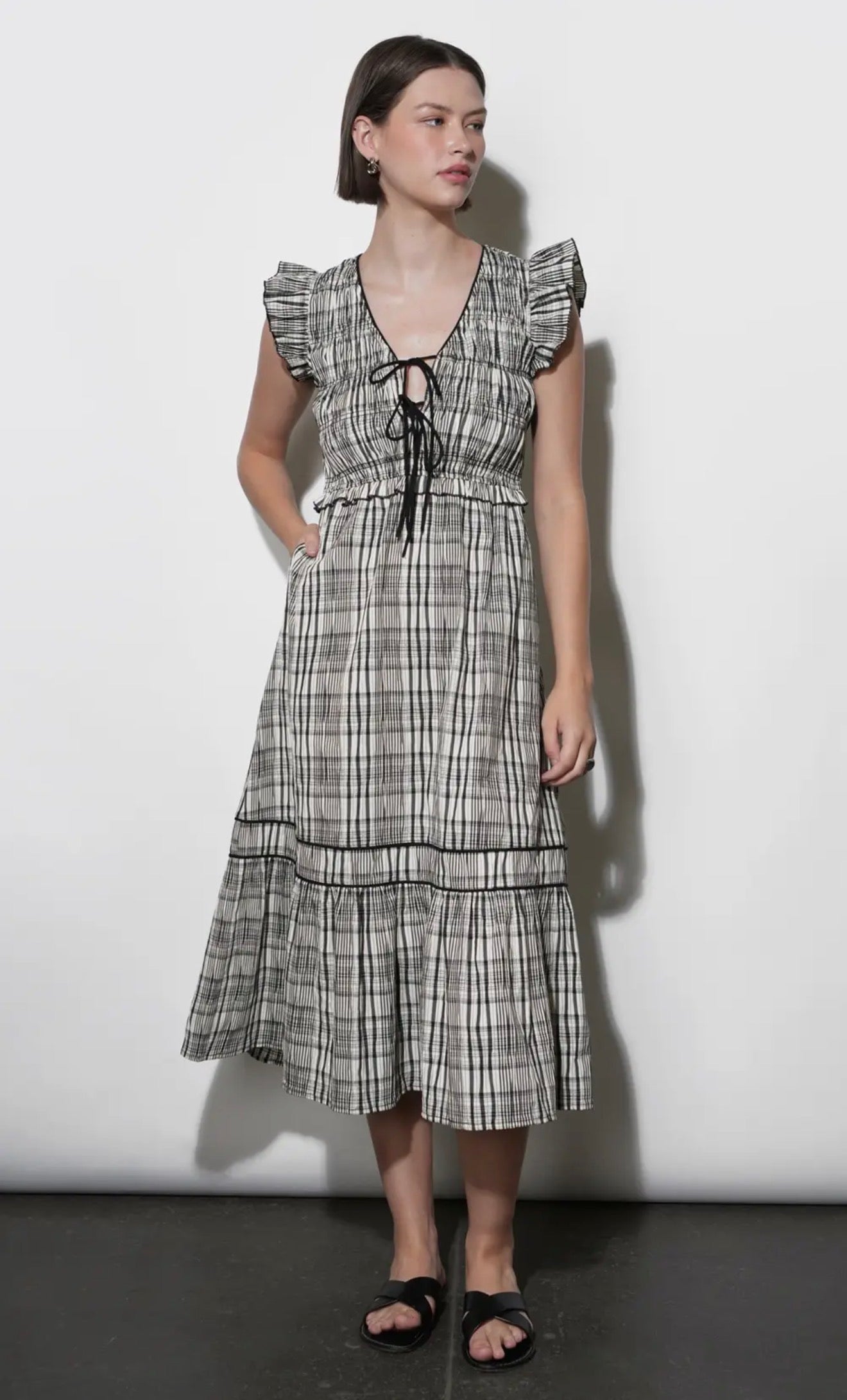 The Evelyn Plaid Midi - alternate product view at Vogue Villa