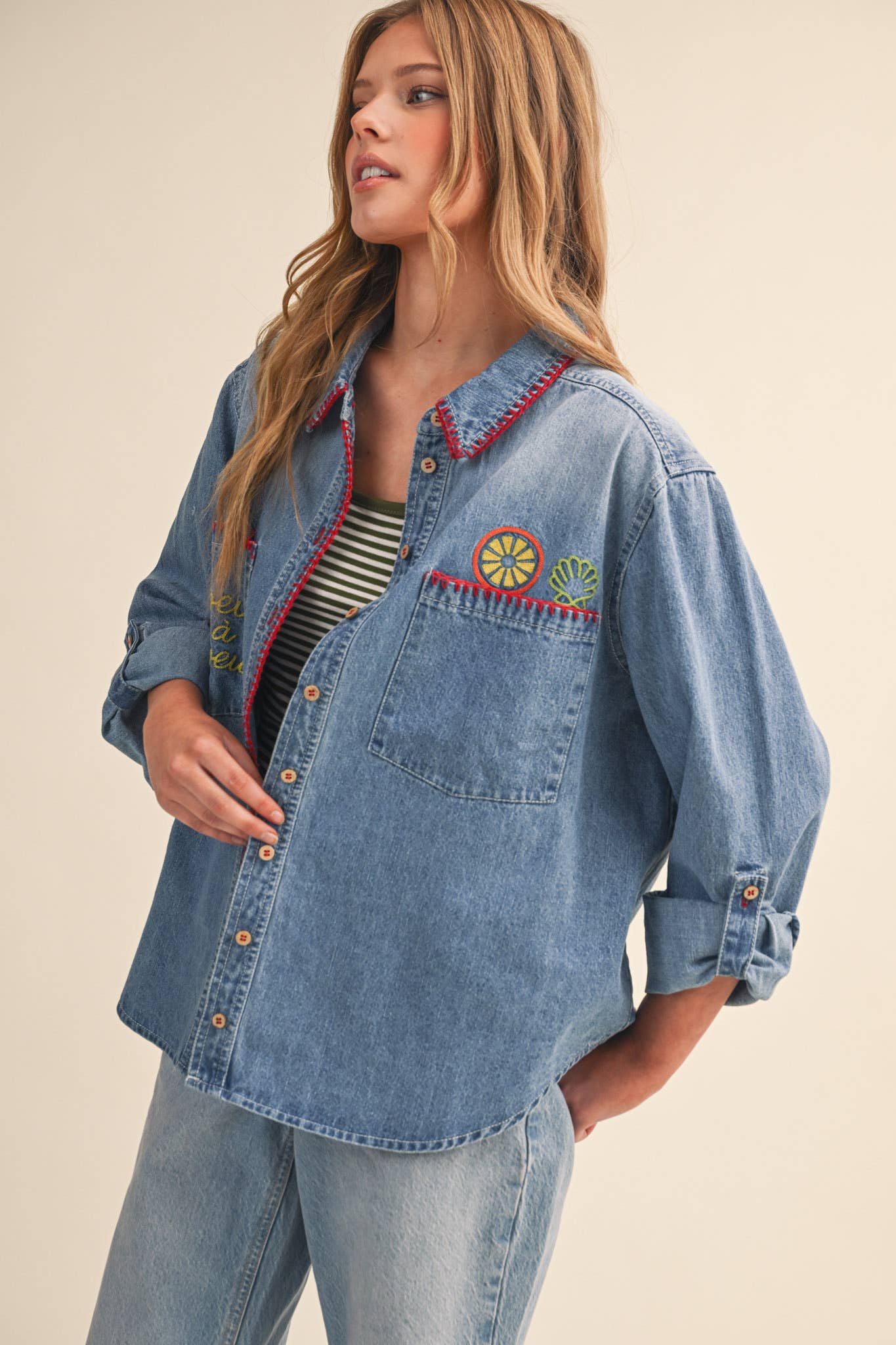 The Côte d’Azur Denim Shirt - alternate product view at Vogue Villa