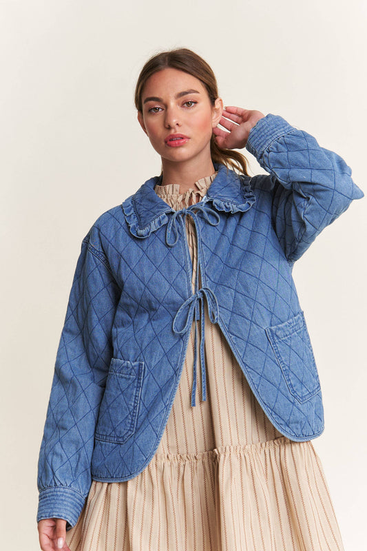 Quilted Denim Blue Jacket