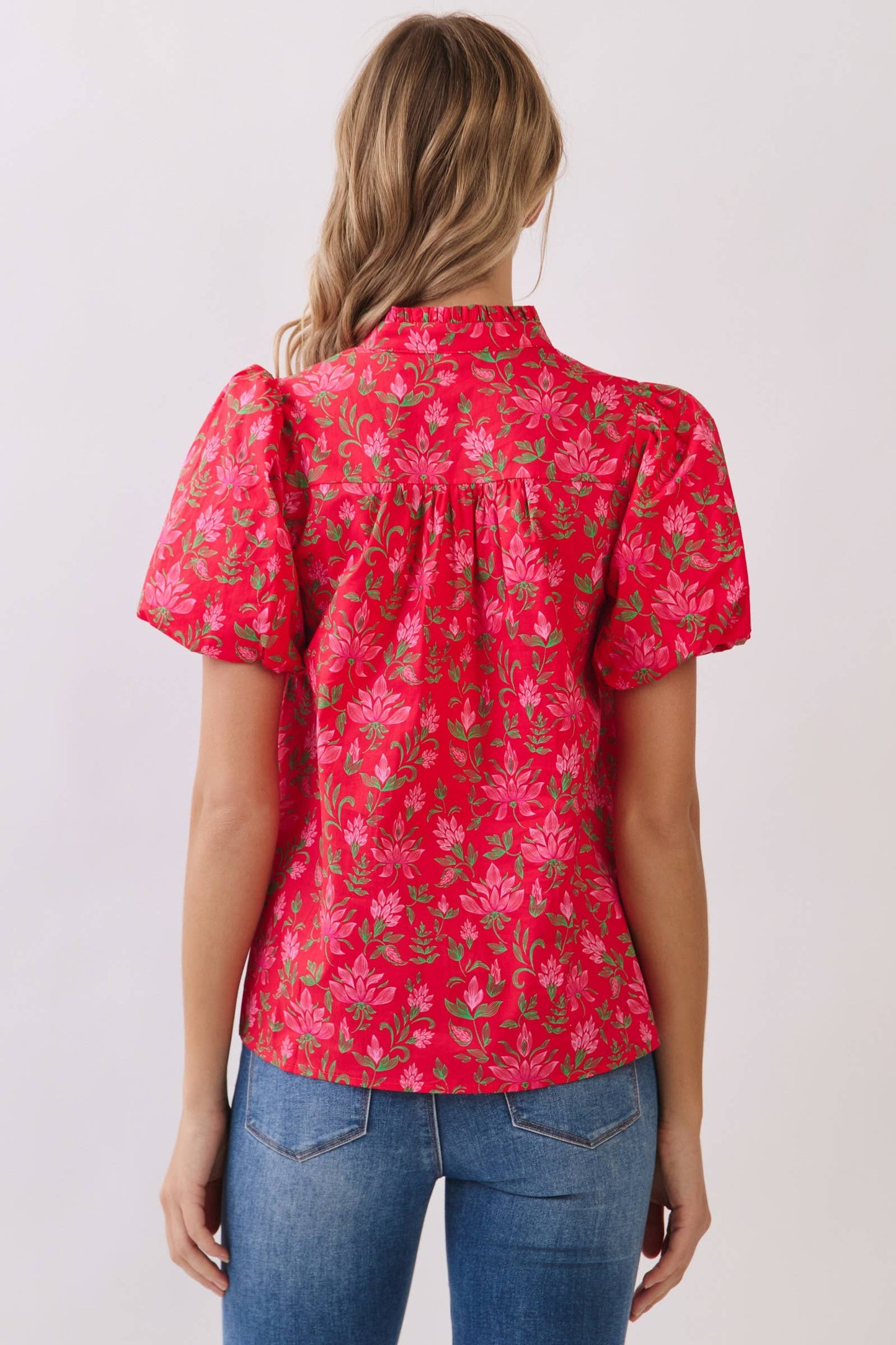 Floral Print Puff Sleeve Blouse