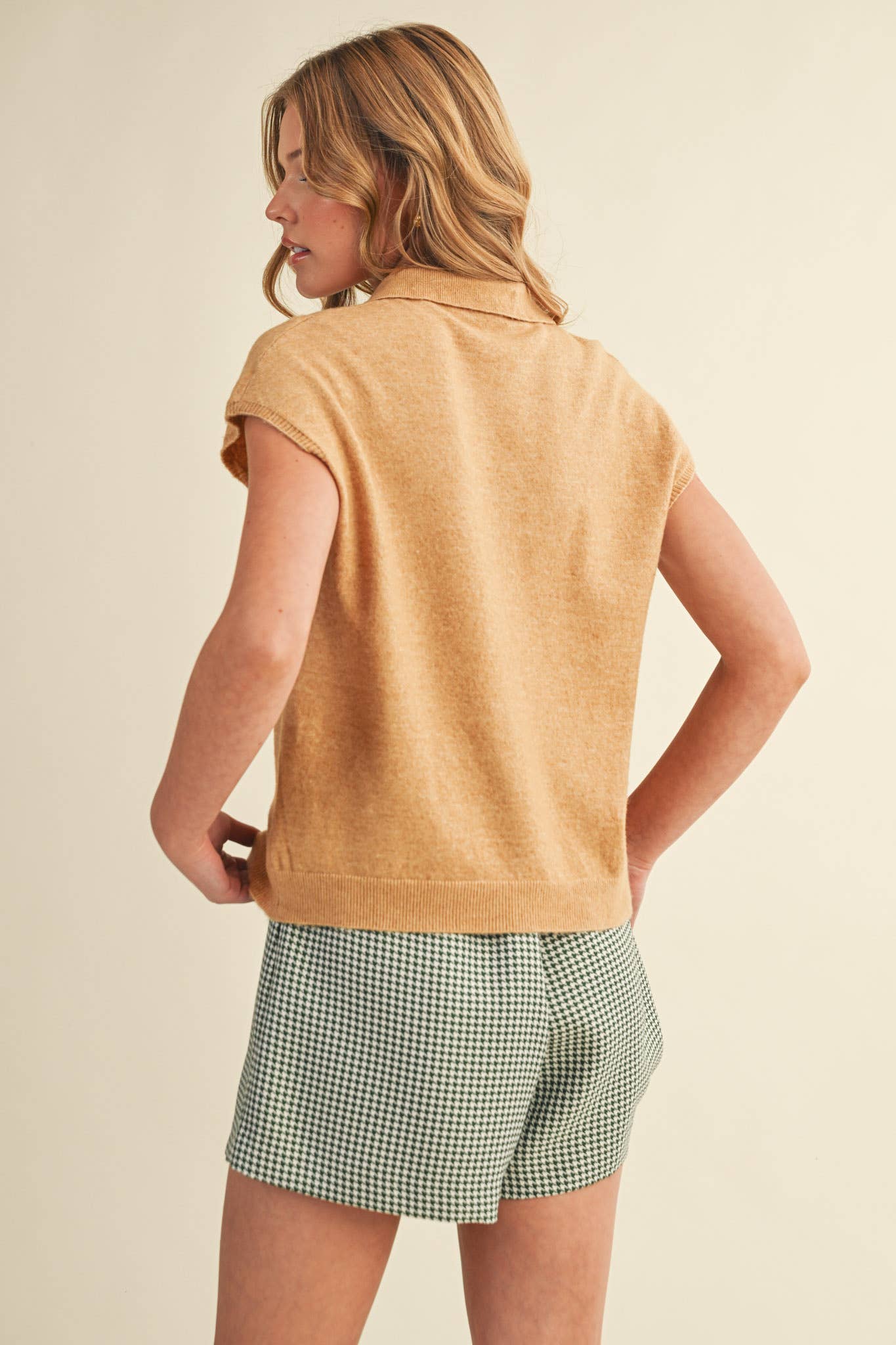 CAP SLEEVE COLLARED SWEATER