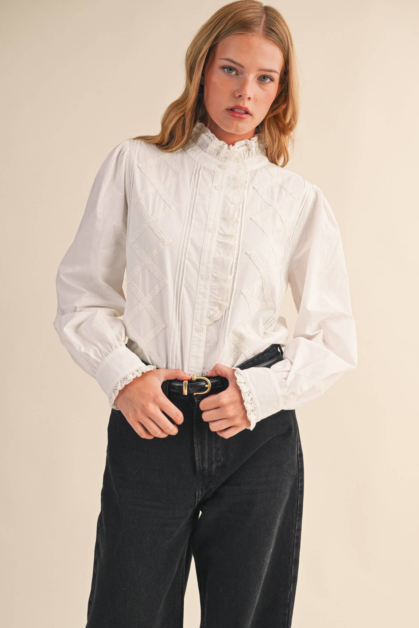 Ruffled Lace Trim Top