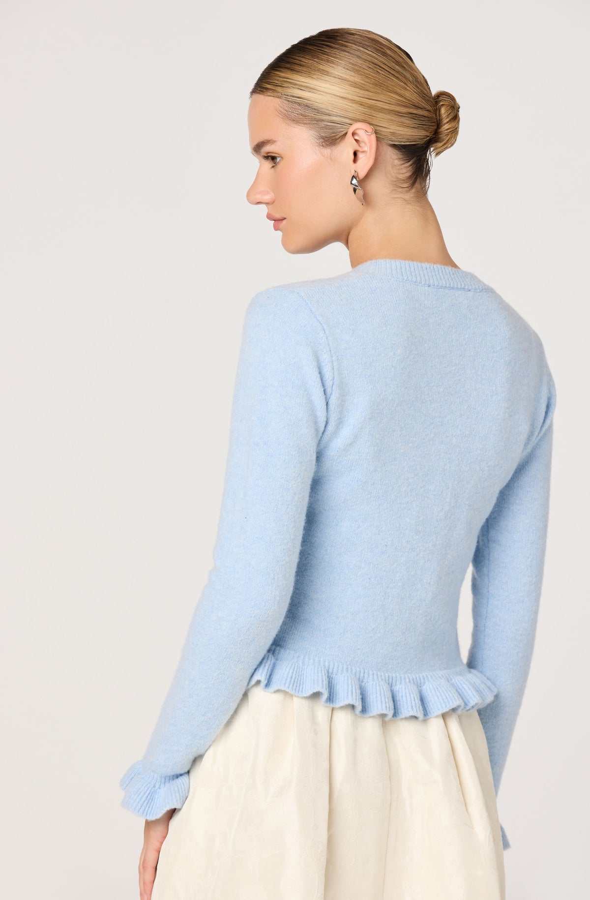 Eowyn Ruffle Trim Cardigan - alternate product view at Vogue Villa