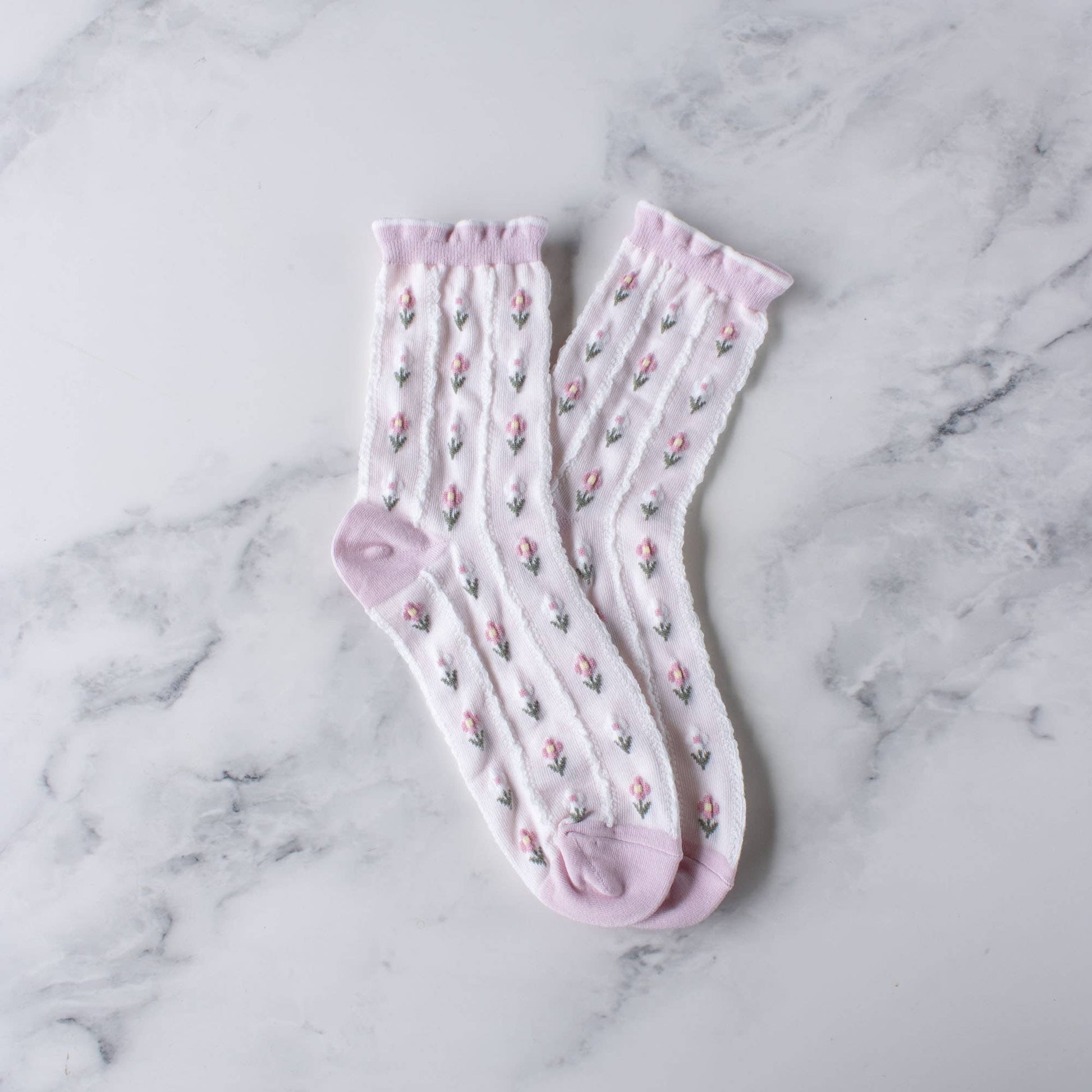 Pastel Color Floral Casual Socks - alternate product view at Vogue Villa