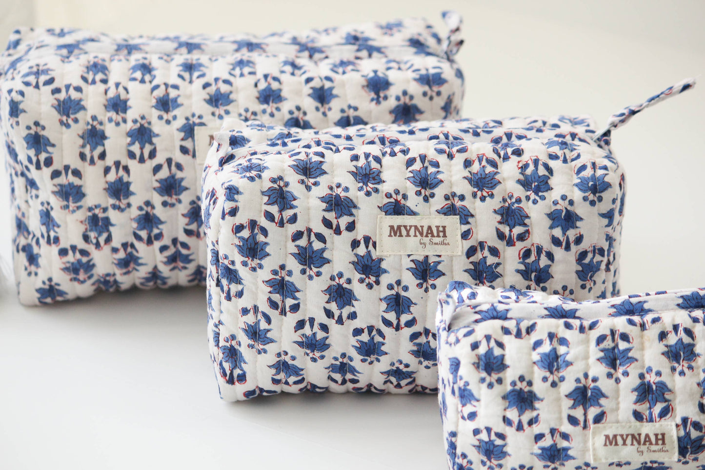 Blue Bonnet floral print travel/makeup/organizer/bag-Set of 3