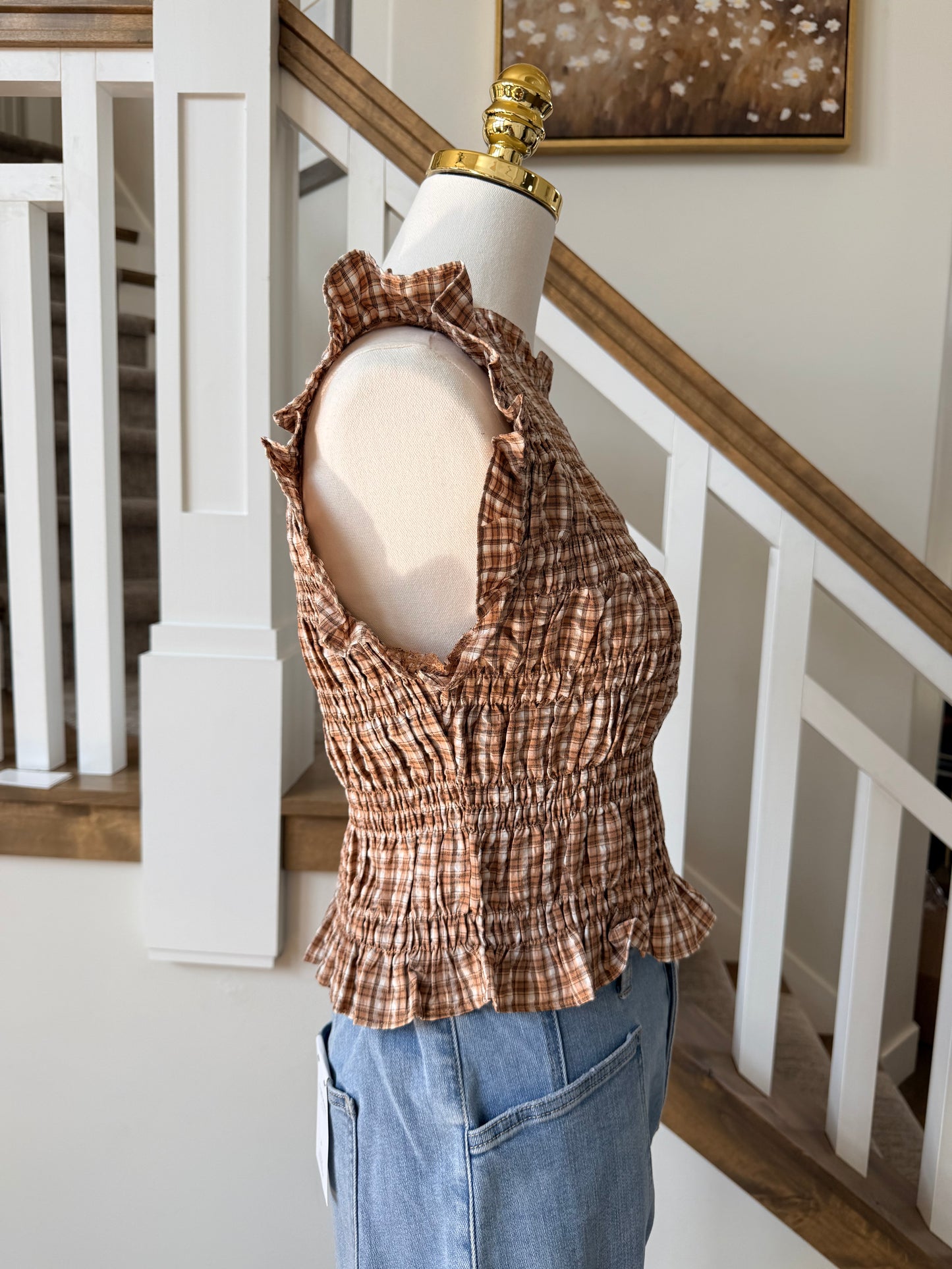 The Maribel Smocked Plaid Top