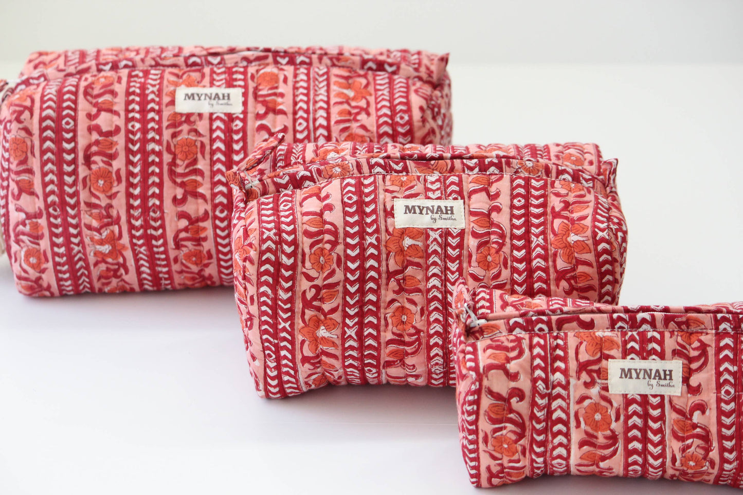 Terracotta stripes travel/make up/organizer/bag-Set of 3