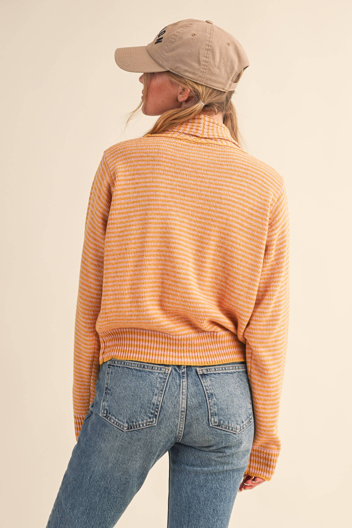 Striped Tie Neck Cardigan