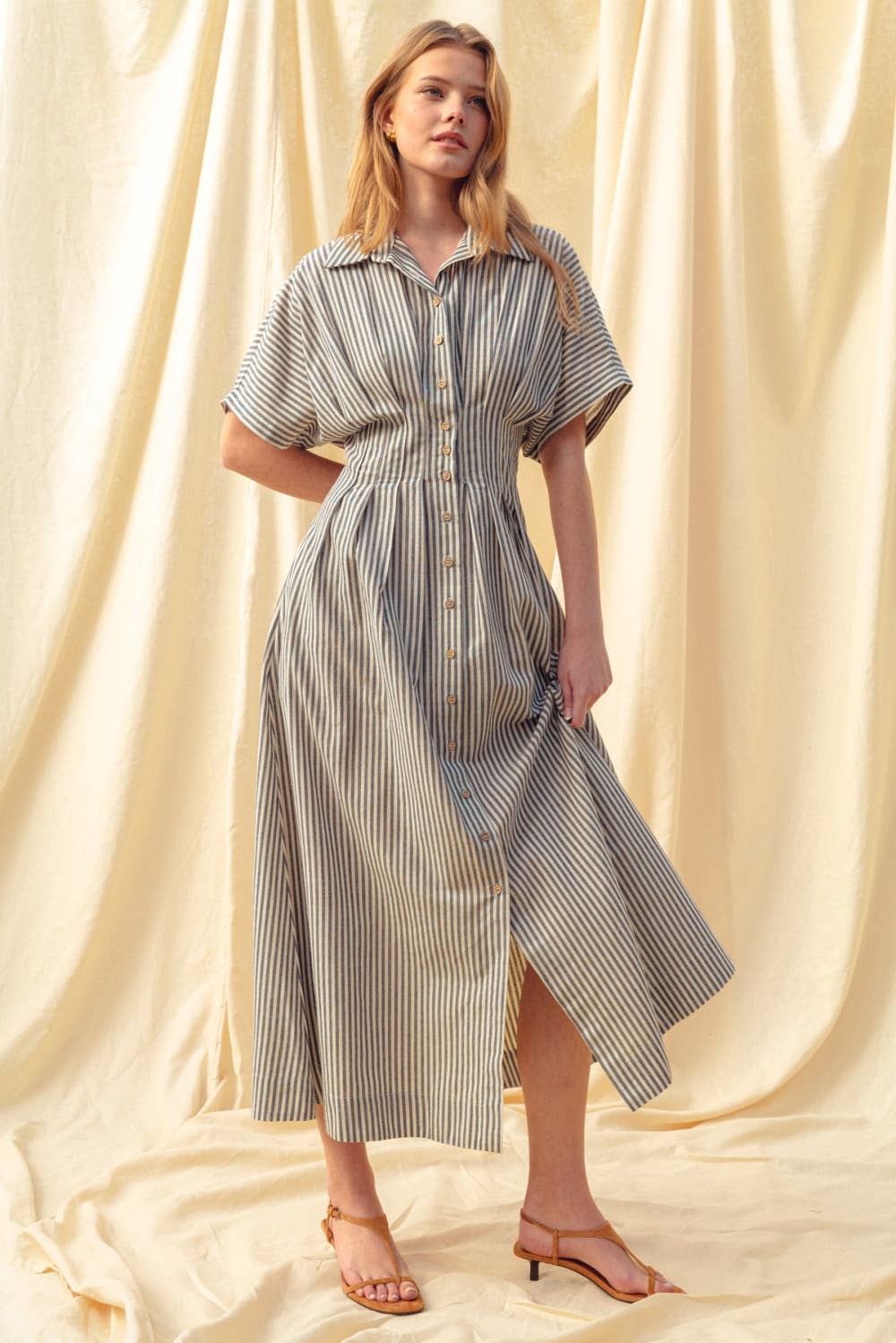 Harper Striped Shirt Dress - alternate product view at Vogue Villa