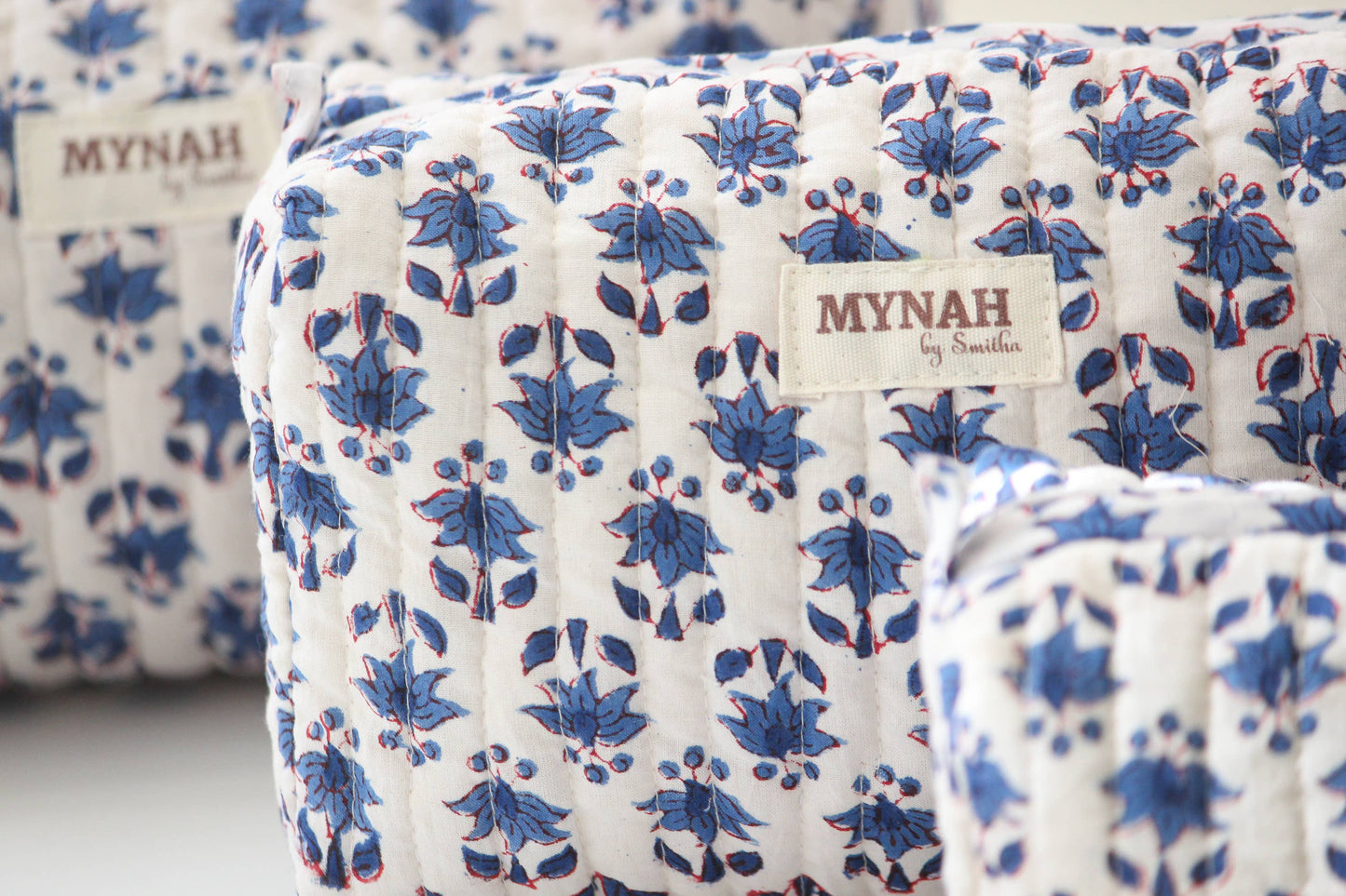 Blue Bonnet floral print travel/makeup/organizer/bag-Set of 3