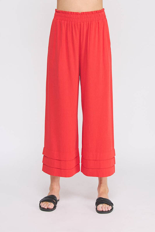 Poppy Red Ruffle Hem Pant