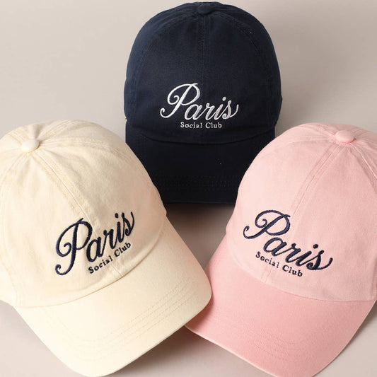 Paris Social Club Text Embroidered Baseball Cap