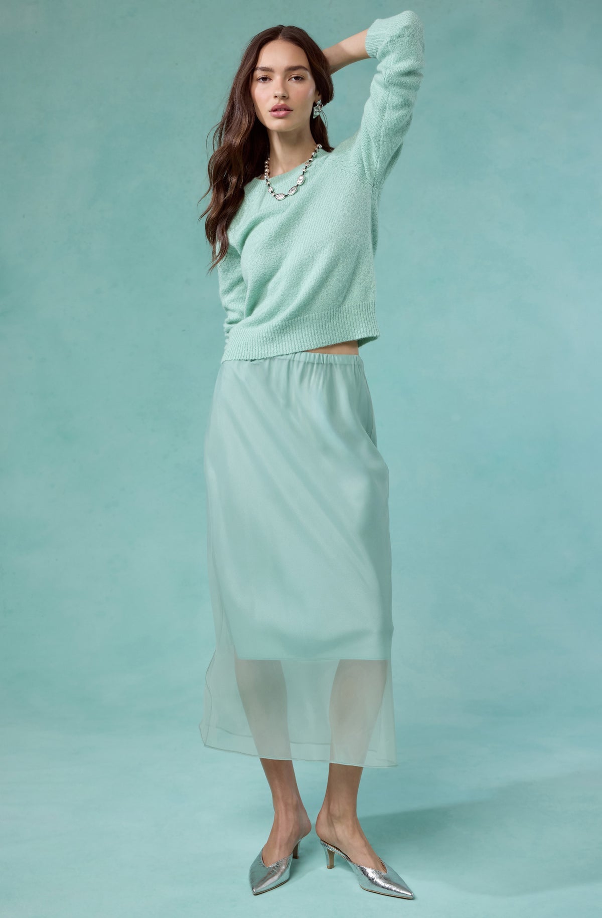 Keyara Sheer Overlay Maxi Skirt at Vogue Villa