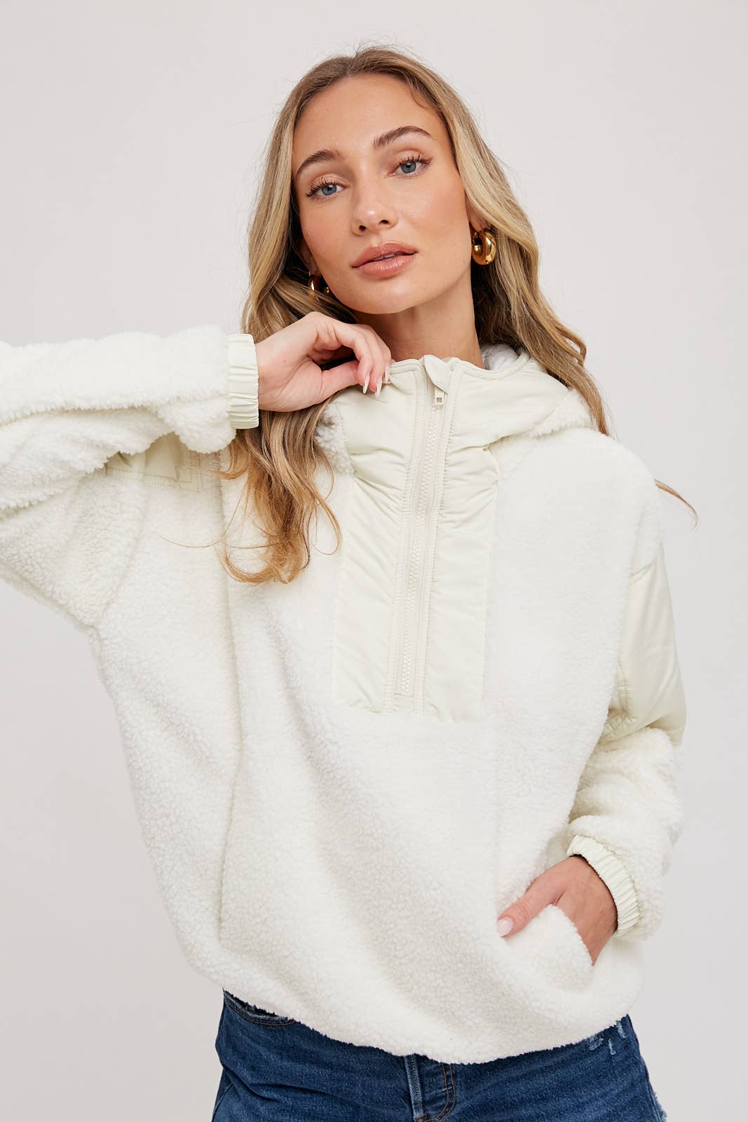 Faux Shearling Hoodie