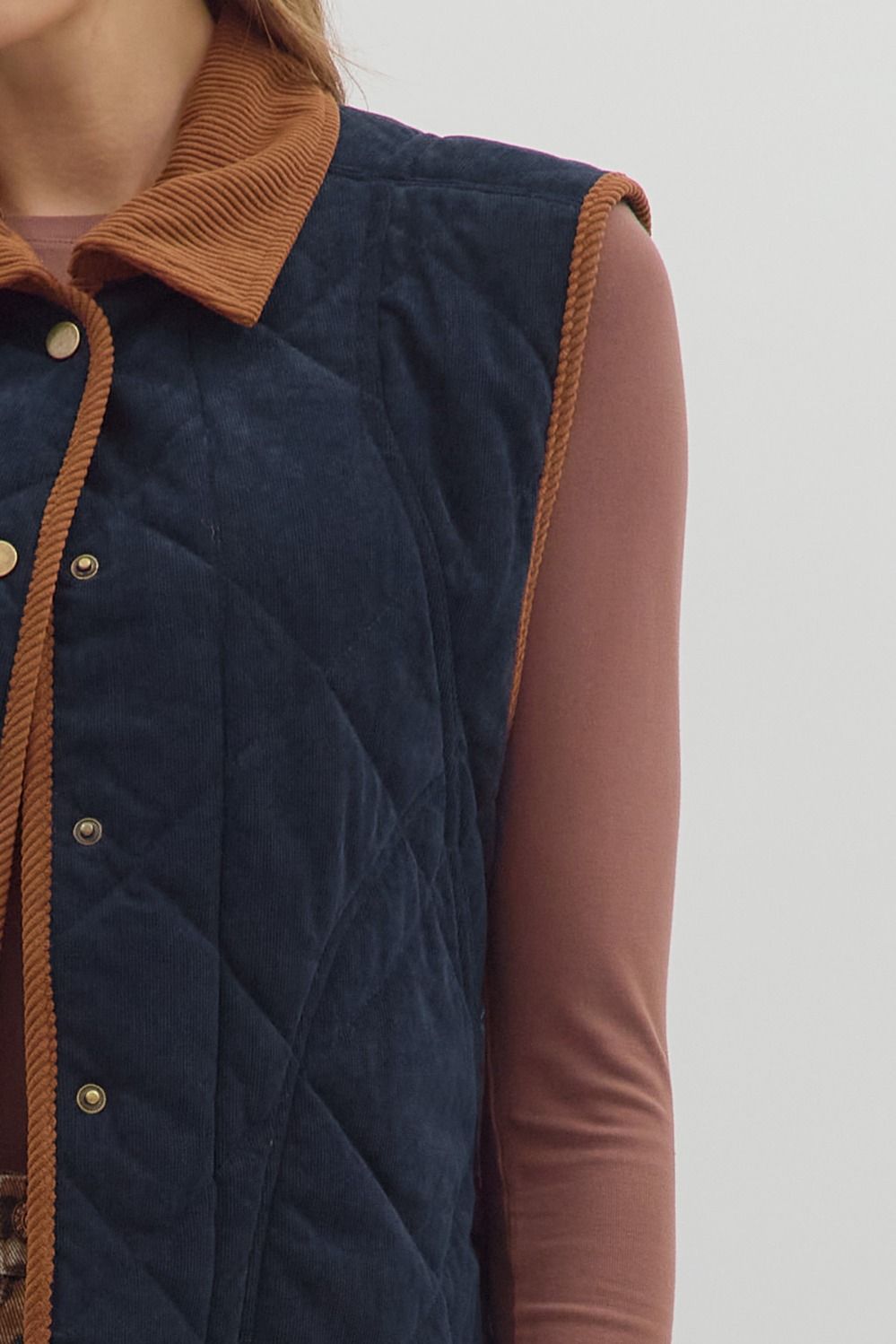 The Quilted Corduroy Scallop Hem Vest