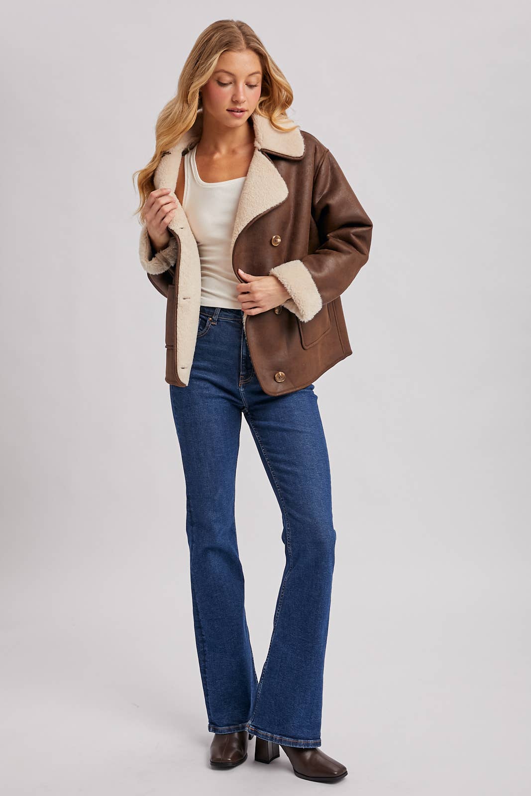 Shearling Faux Leather Coat