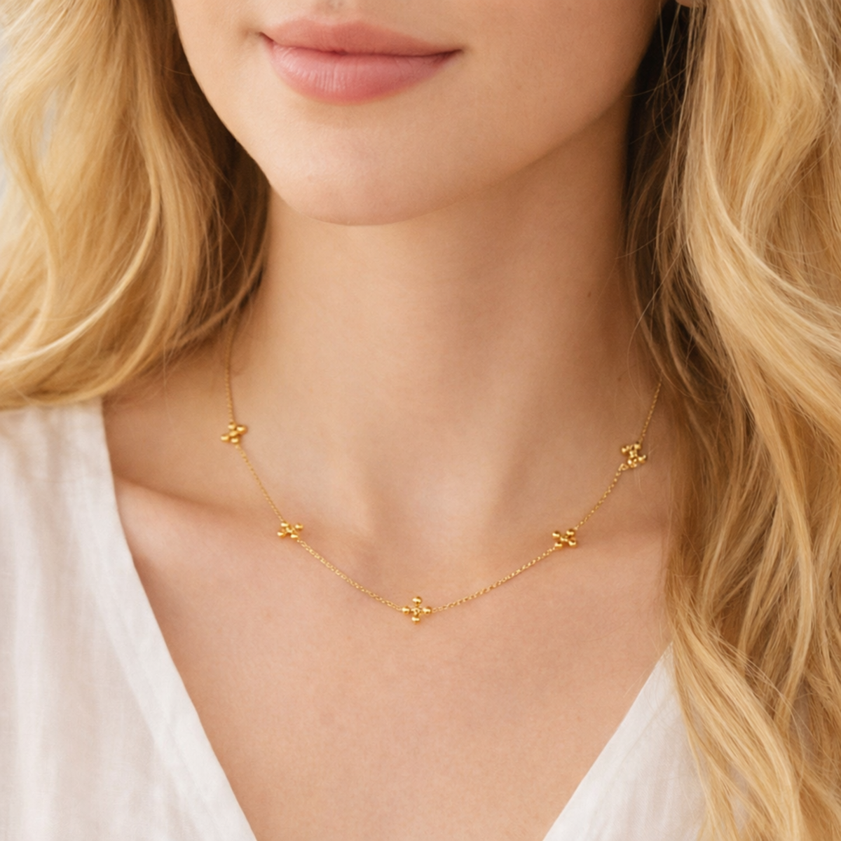 Dot Dot Golden Cross Necklace