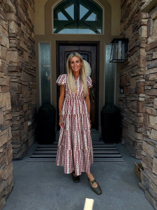 The Provence Stripe Midi Dress