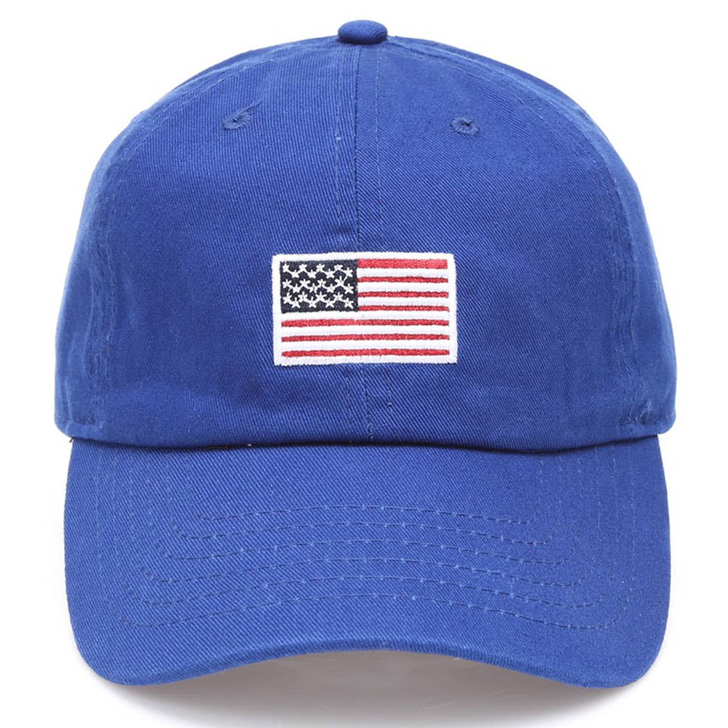 American Flag Patched Cotton Baseball Cap - alternate product view at Vogue Villa