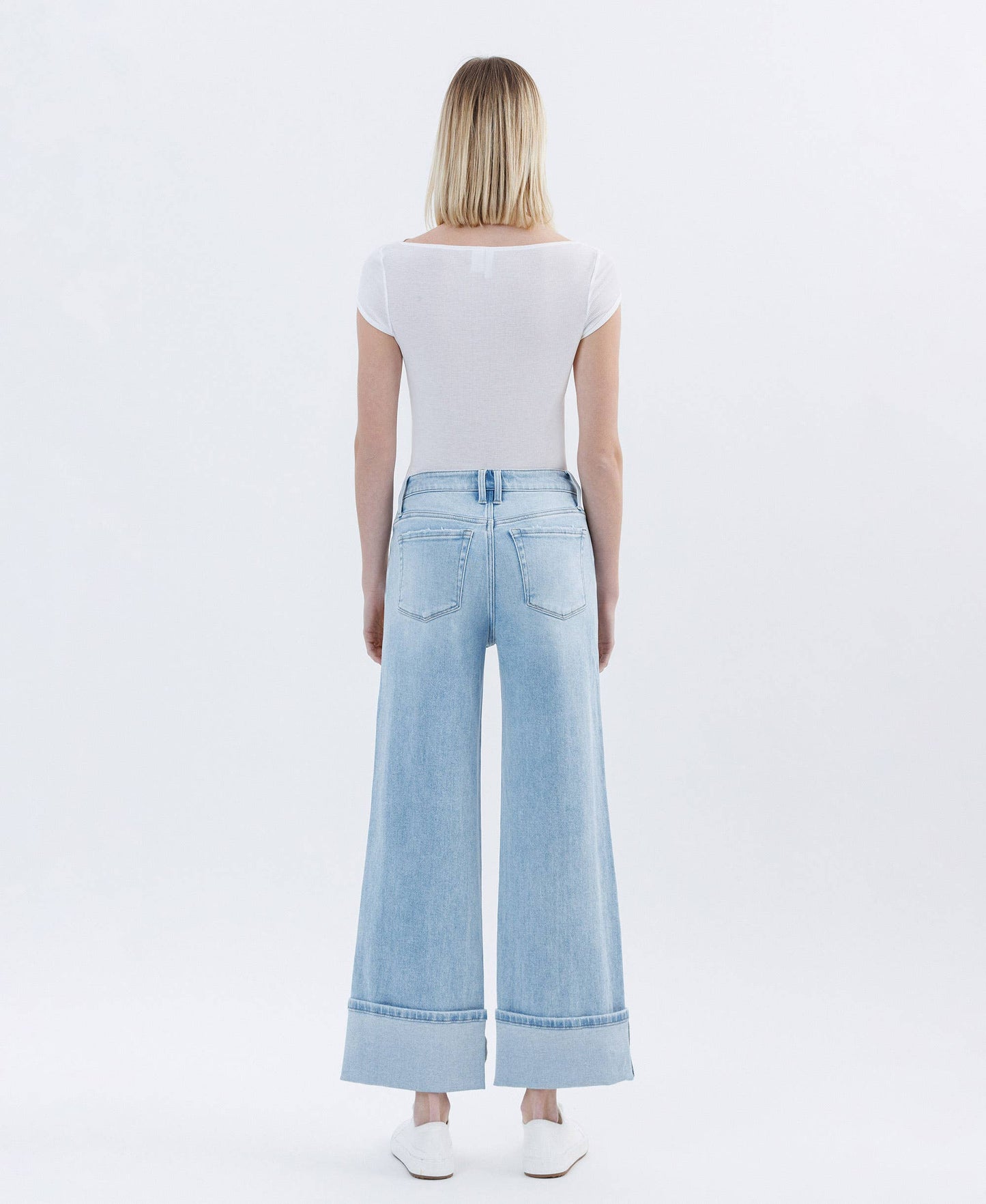 High-Rise Cuffed Denim Jeans - alternate product view at Vogue Villa