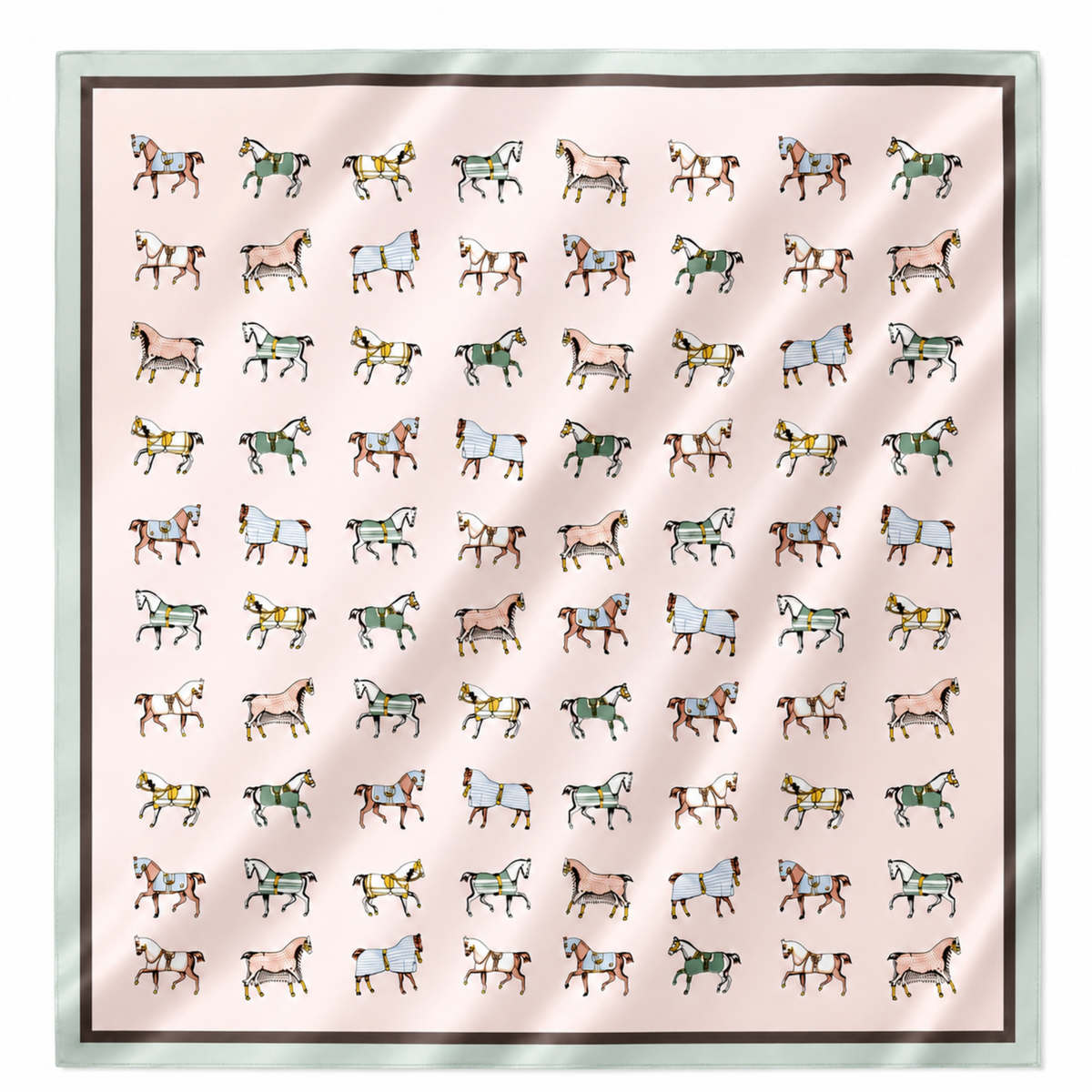 Equestrian Horse Print Satin Square Scarf - Classic Preppy
