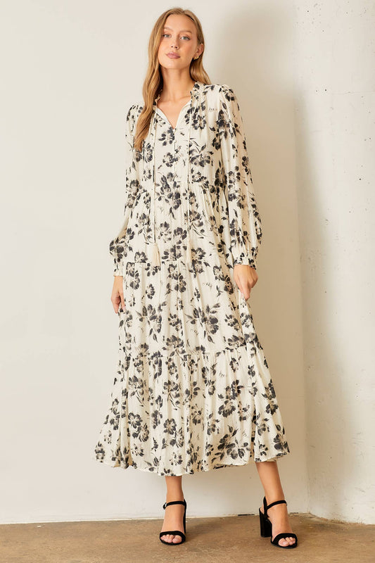 Boho Floral Print Tiered Dress