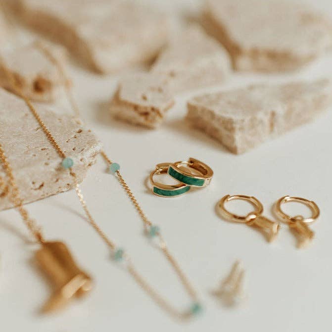 AZ Turquoise Hoops - alternate product view at Vogue Villa