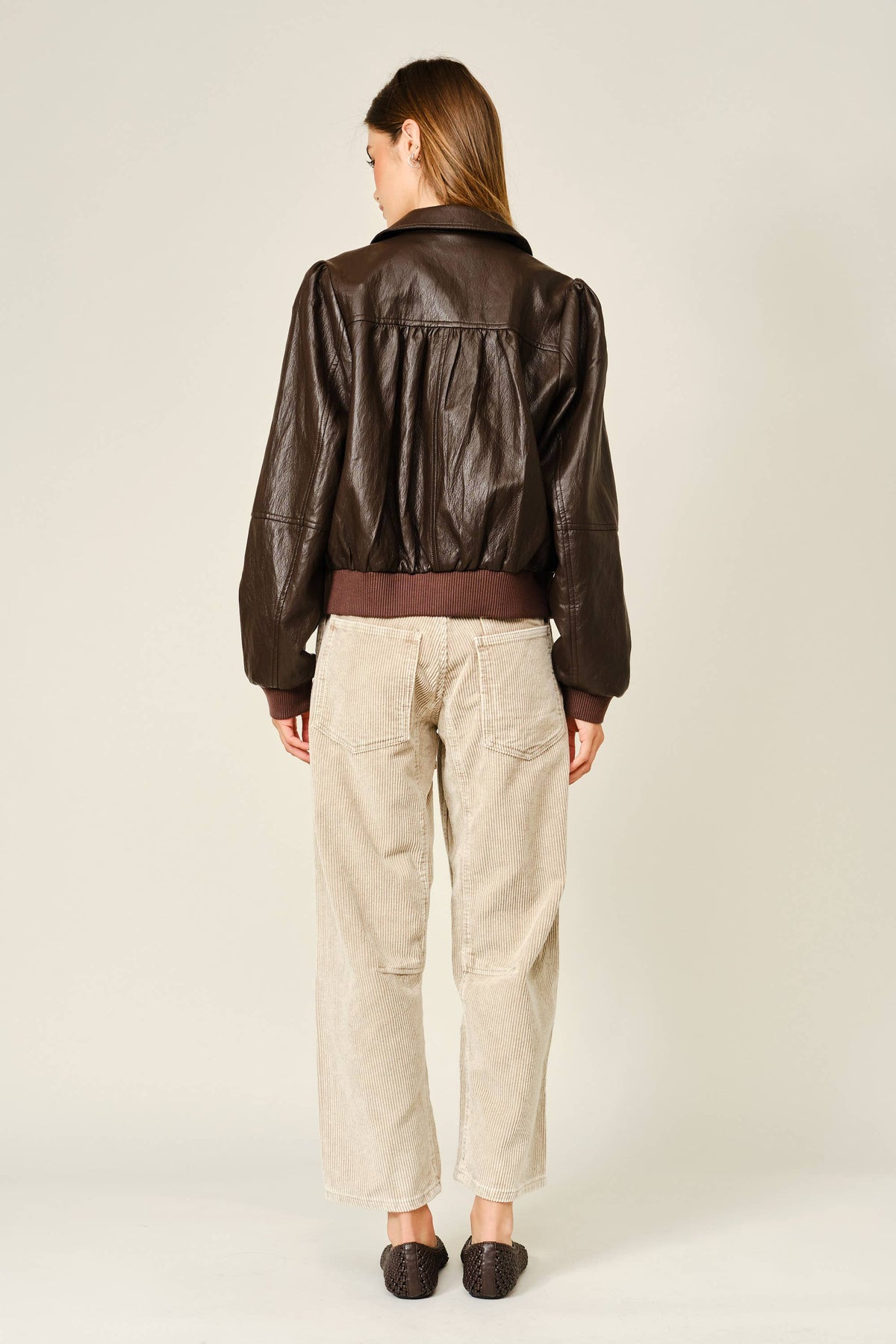 Barrel Corduroy Pants with Tie-Waist