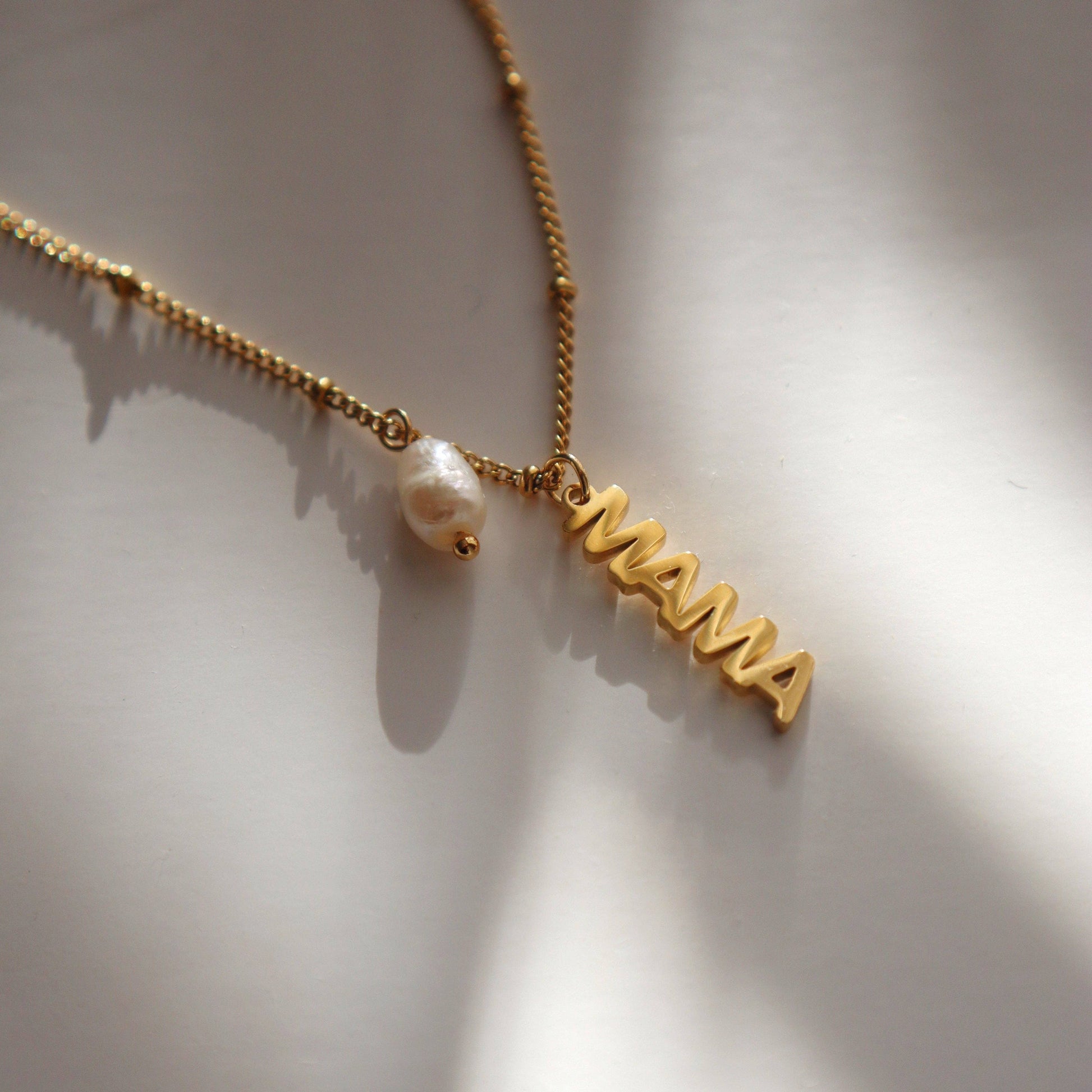 MAMA Pearl Charm Necklace - alternate product view at Vogue Villa