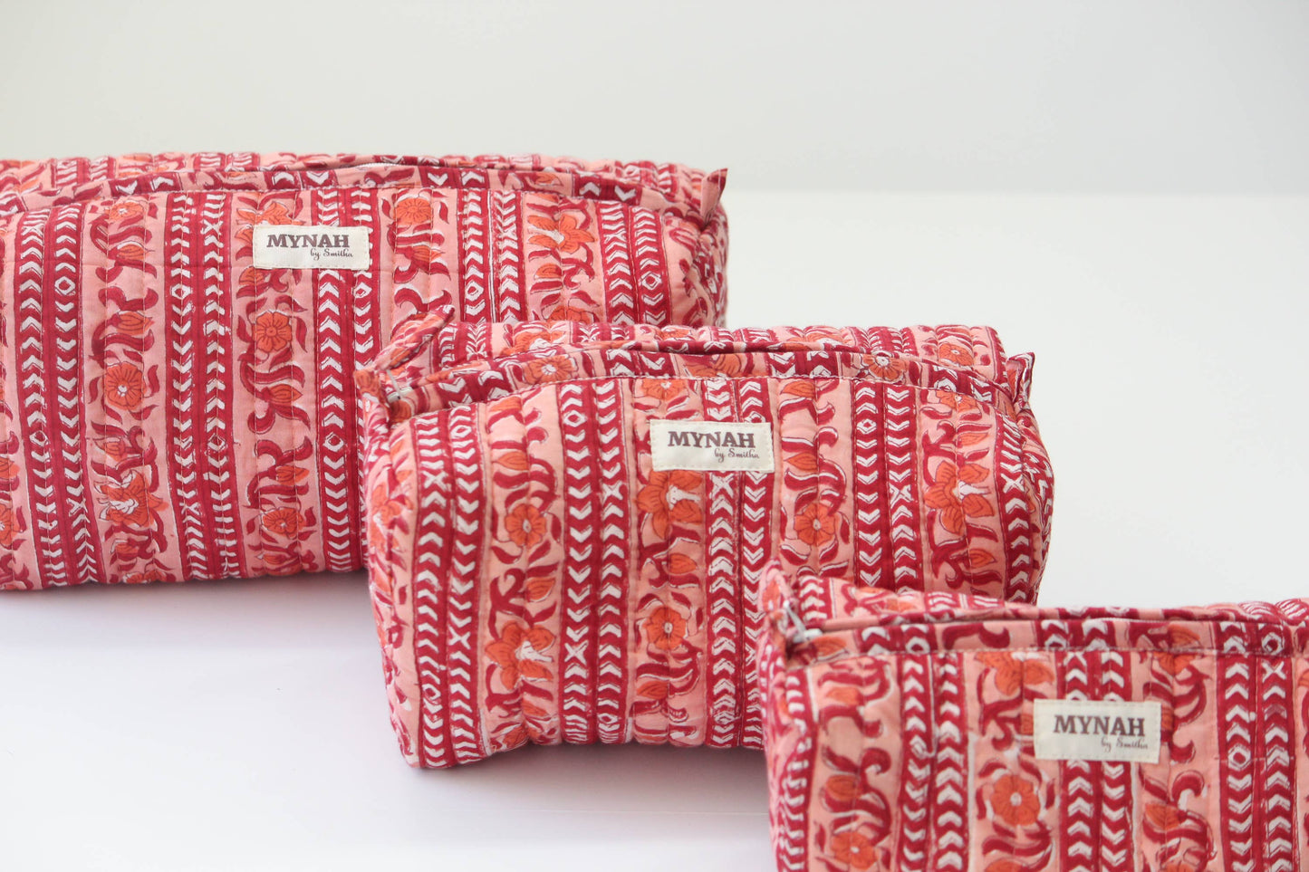 Terracotta stripes travel/make up/organizer/bag-Set of 3