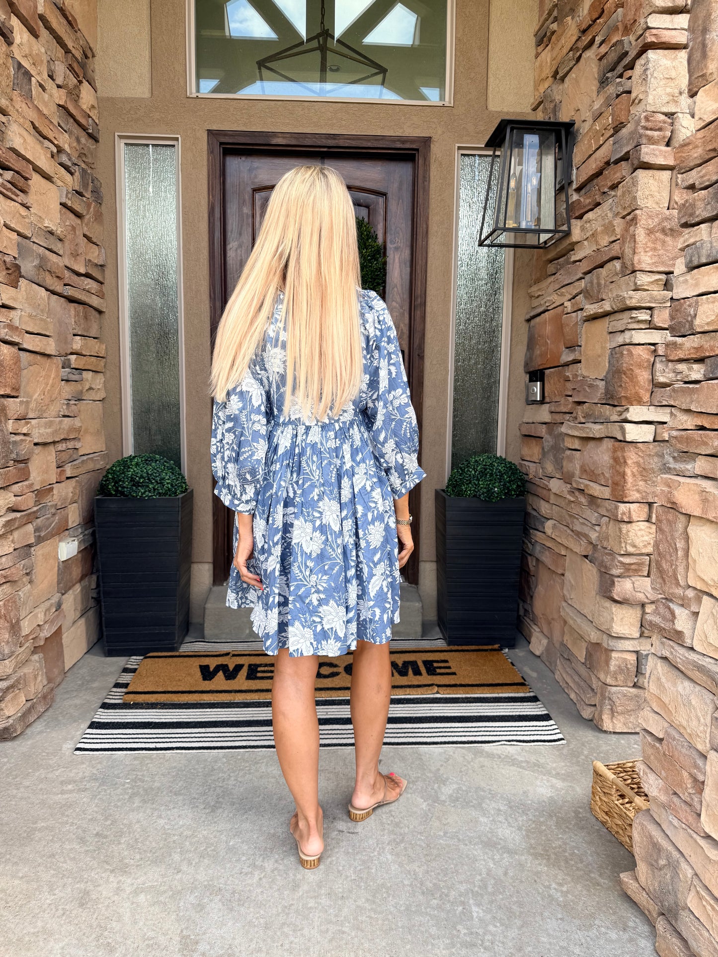 Bleu Jardin Knee-Length Dress - alternate product view at Vogue Villa
