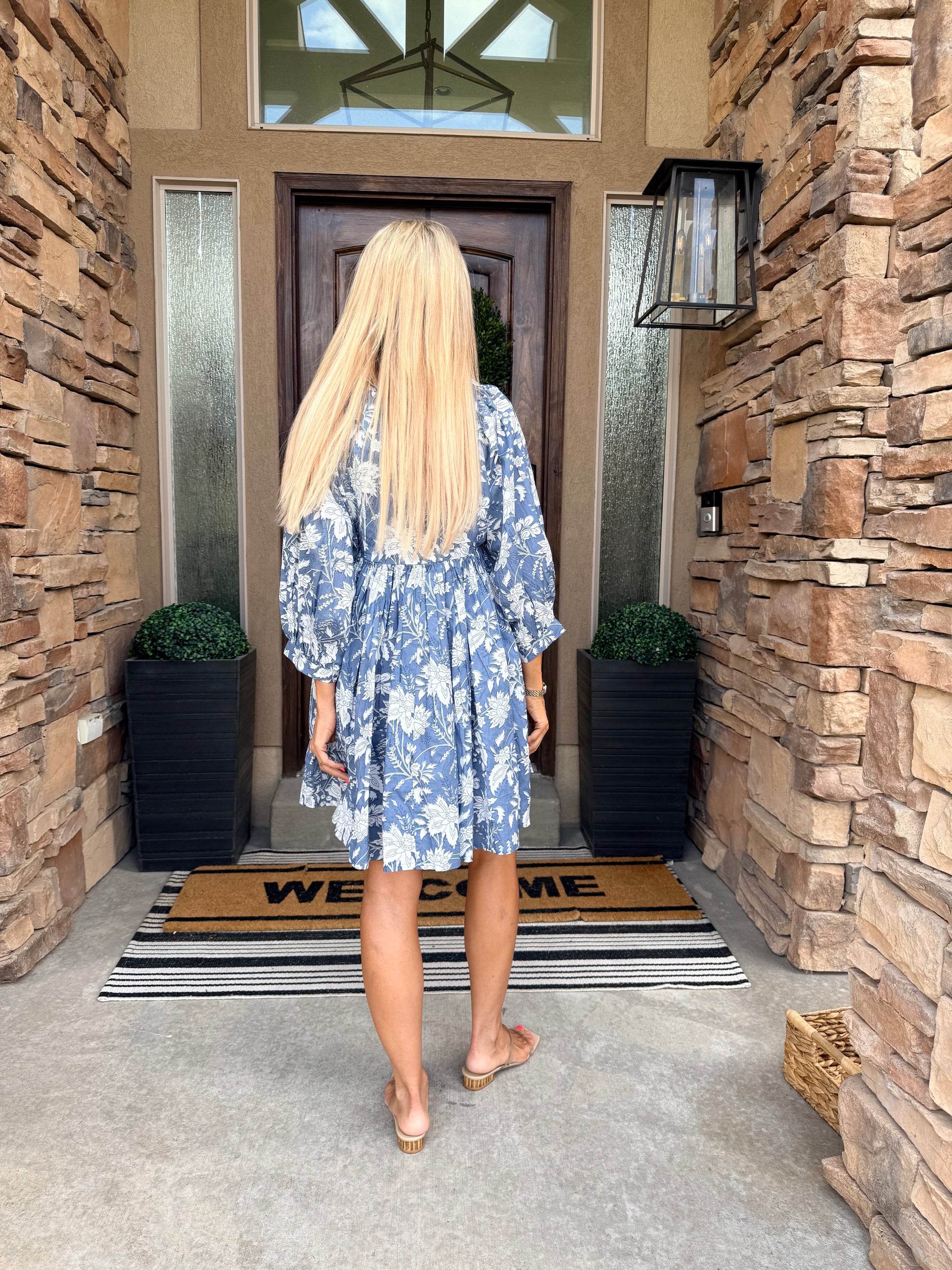 Bleu Jardin Knee-Length Dress - alternate product view at Vogue Villa