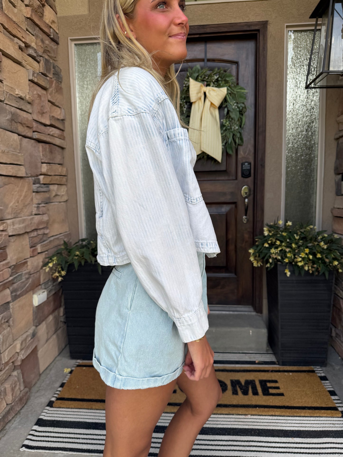 Washed Effect Stripe Jacket