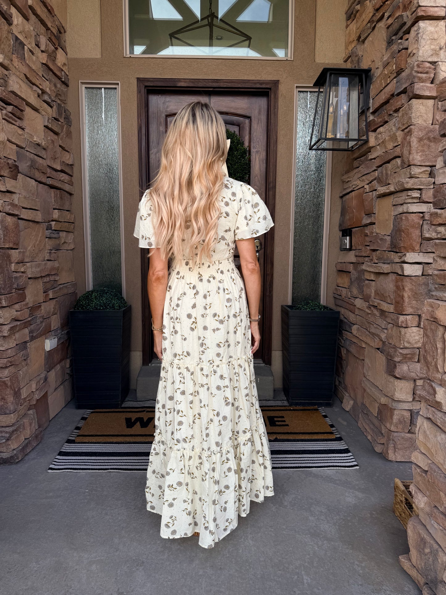 Hydrangea Maxi Tiered Dress - alternate product view at Vogue Villa