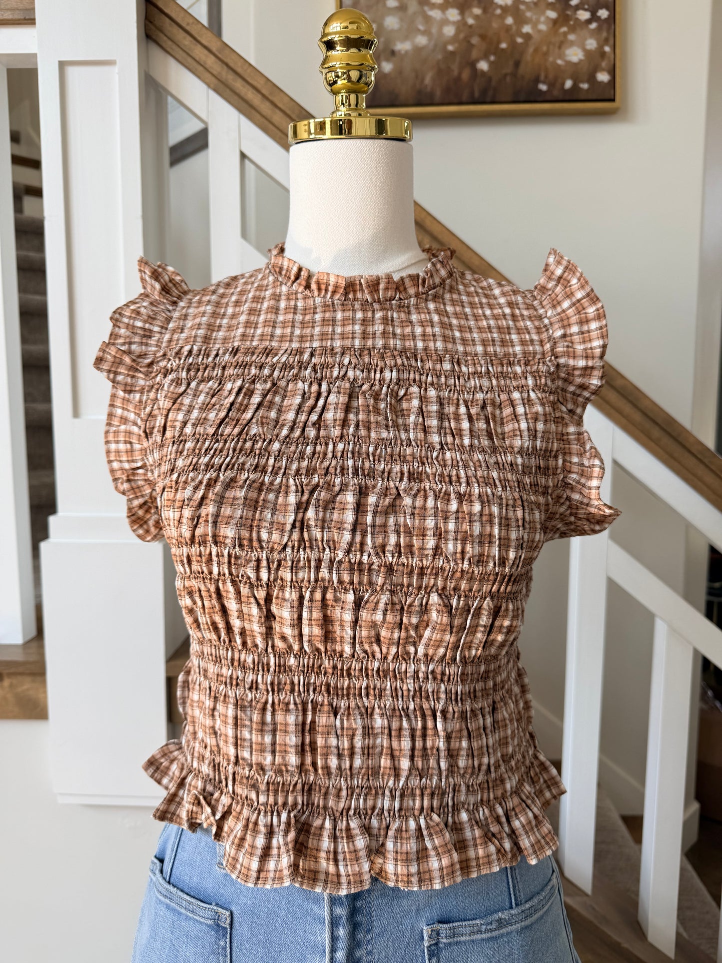 The Maribel Smocked Plaid Top