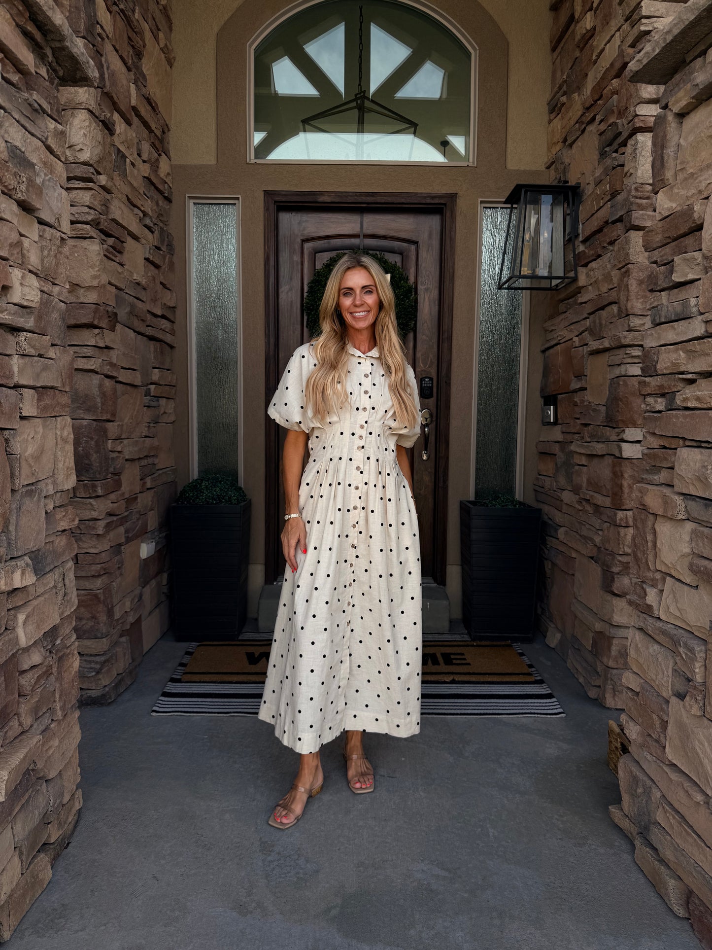 Polka Dot Midi Shirt Dress at Vogue Villa