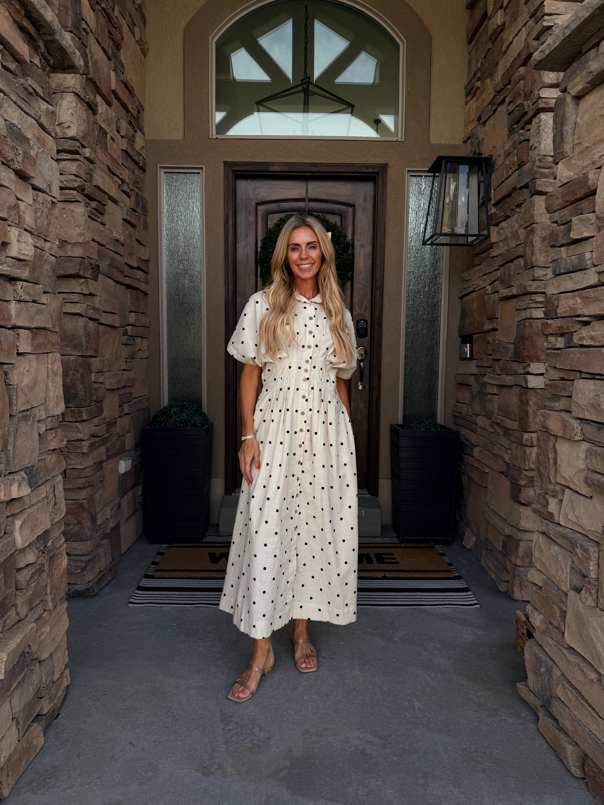 Polka Dot Midi Shirt Dress at Vogue Villa
